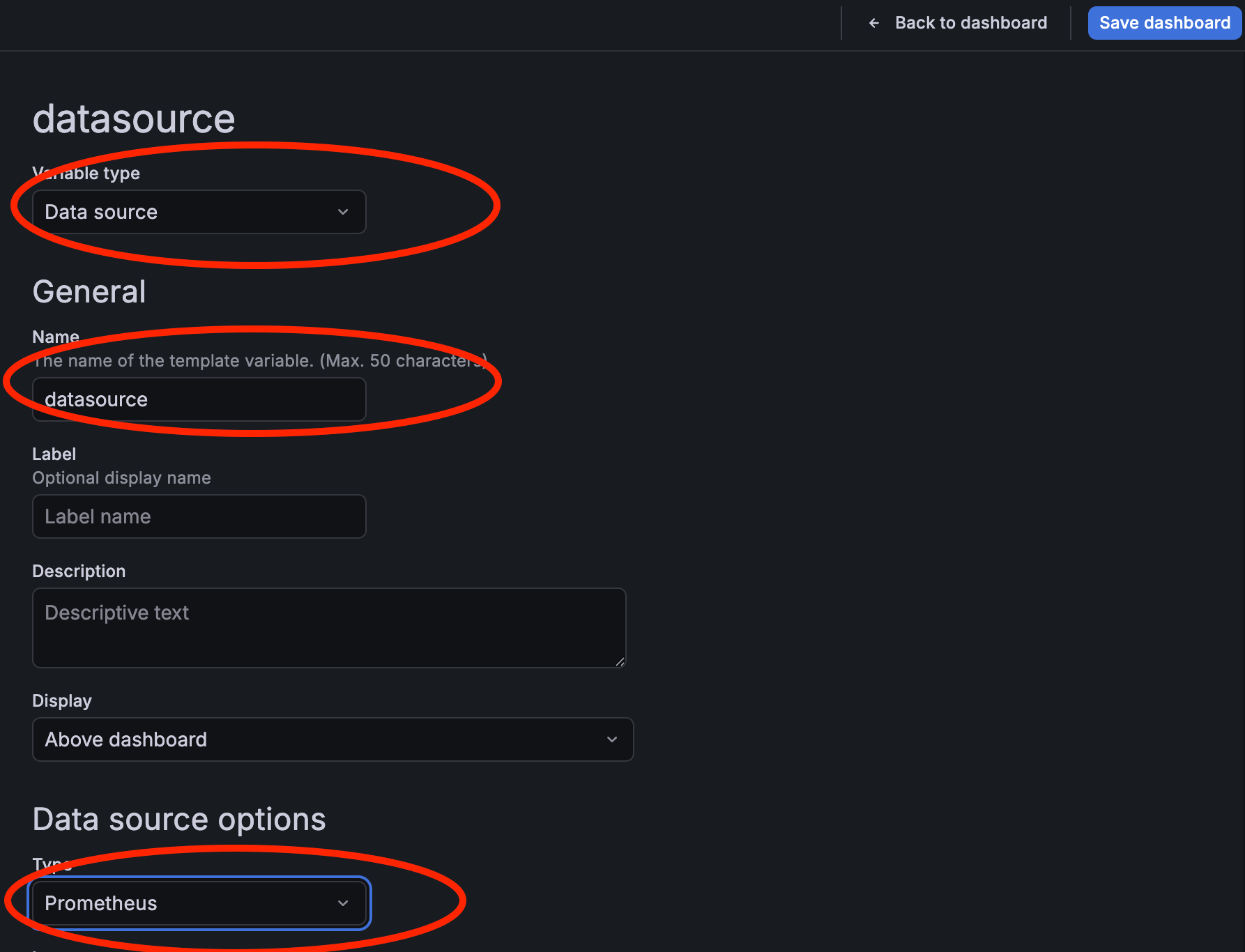 Grafana data source variable