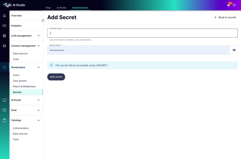 Secrets UI