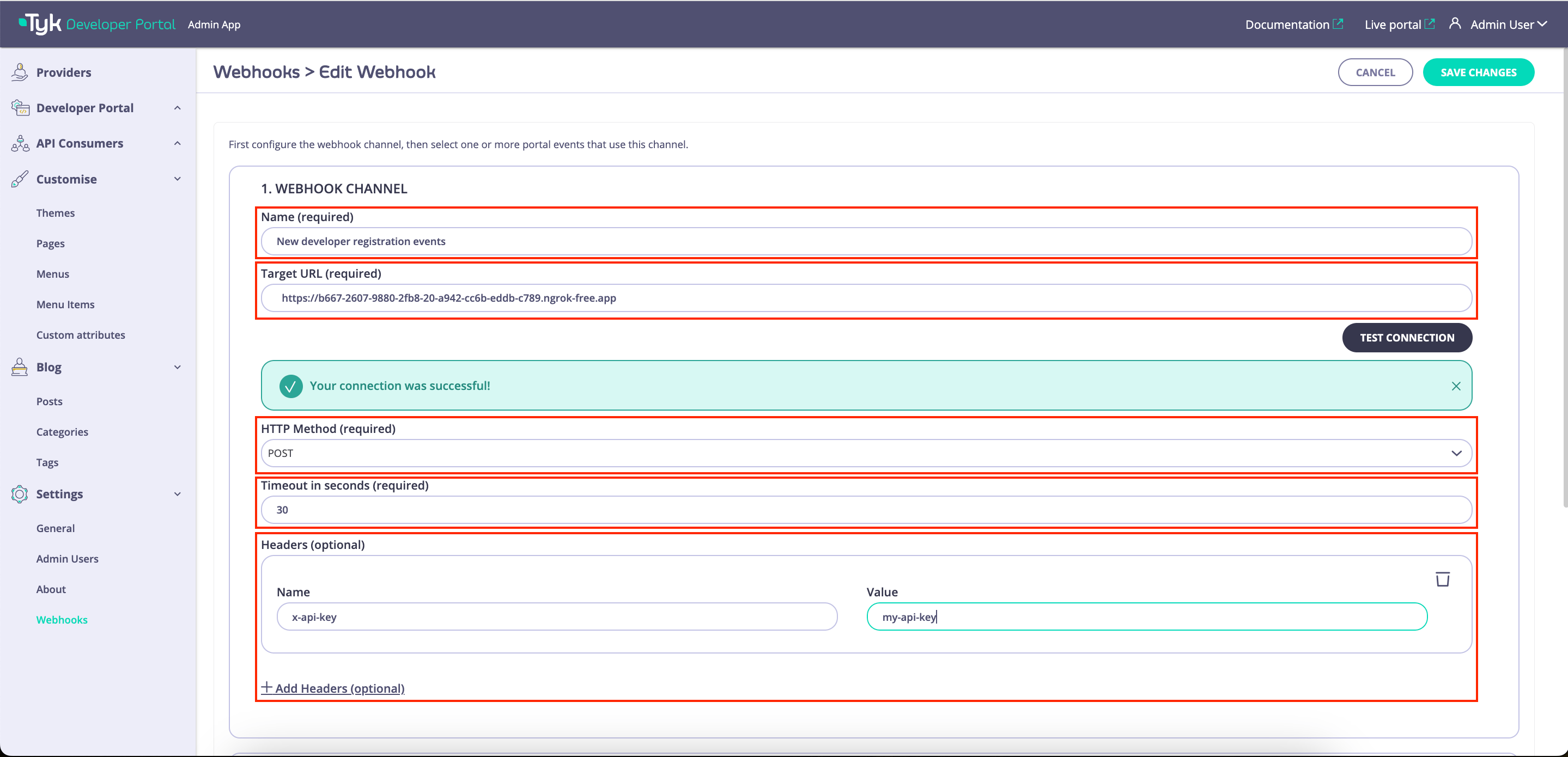 Create new webhook channel