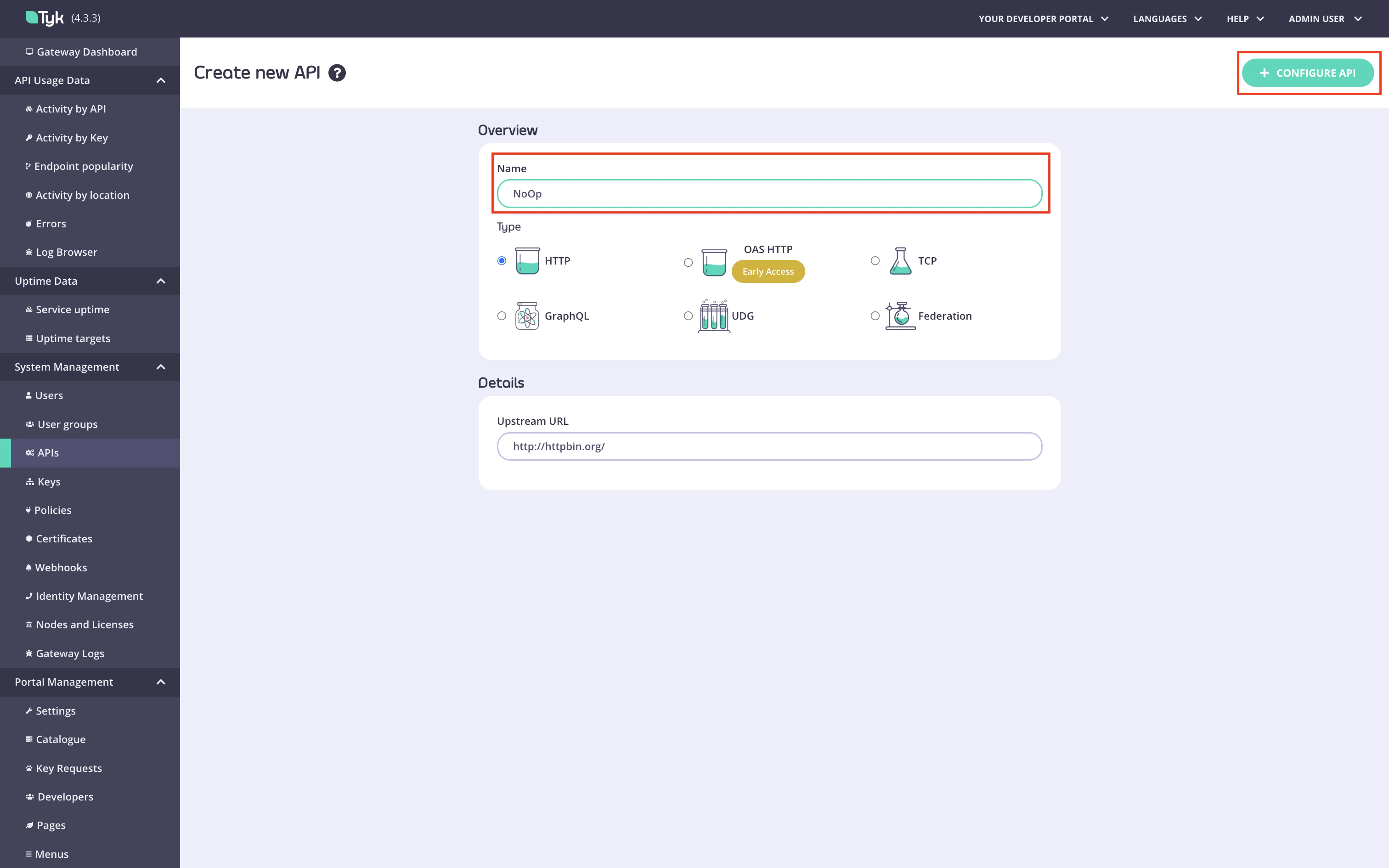 Create the No Operation API