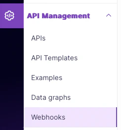 Webhooks menu item