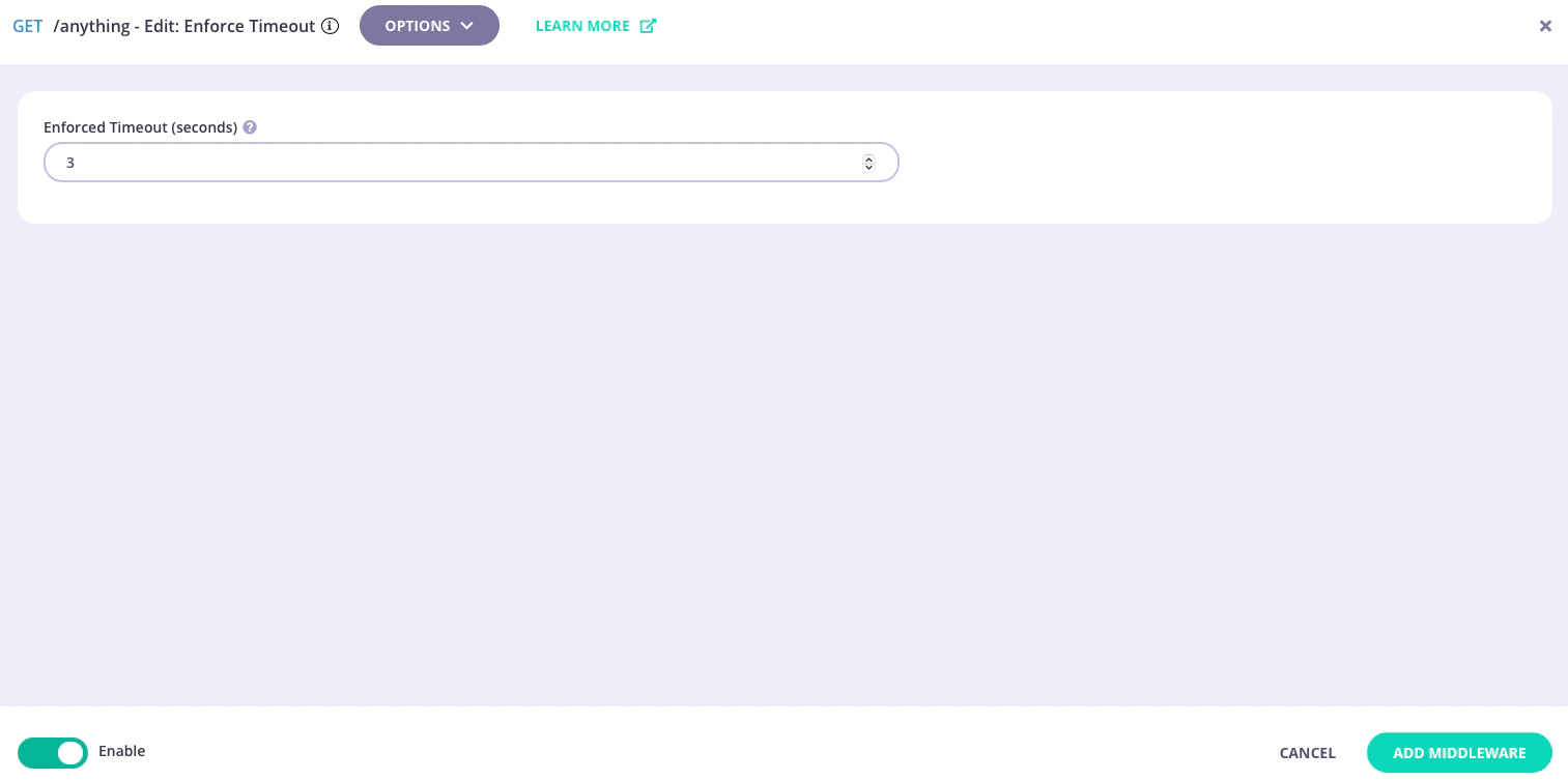 Configuring the enforced timeout for the endpoint