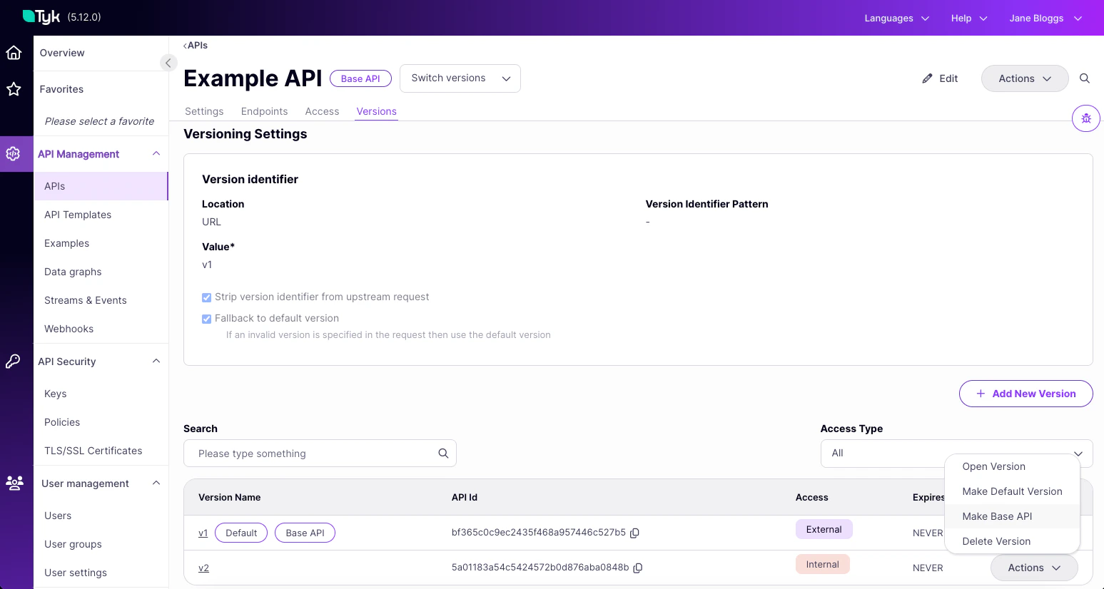 Promote a child API version to become the base API