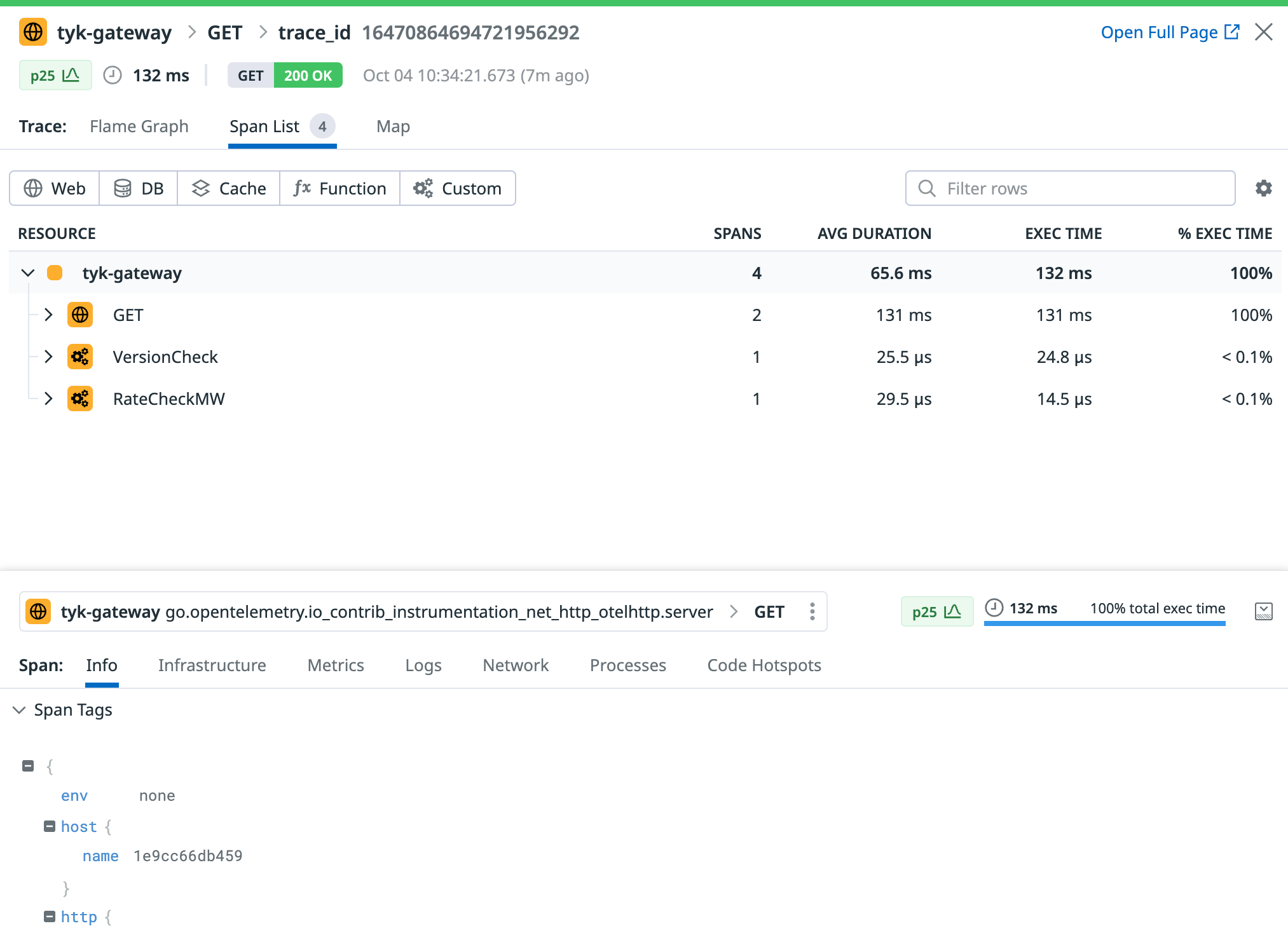 Tyk API Gateway spans in Datadog