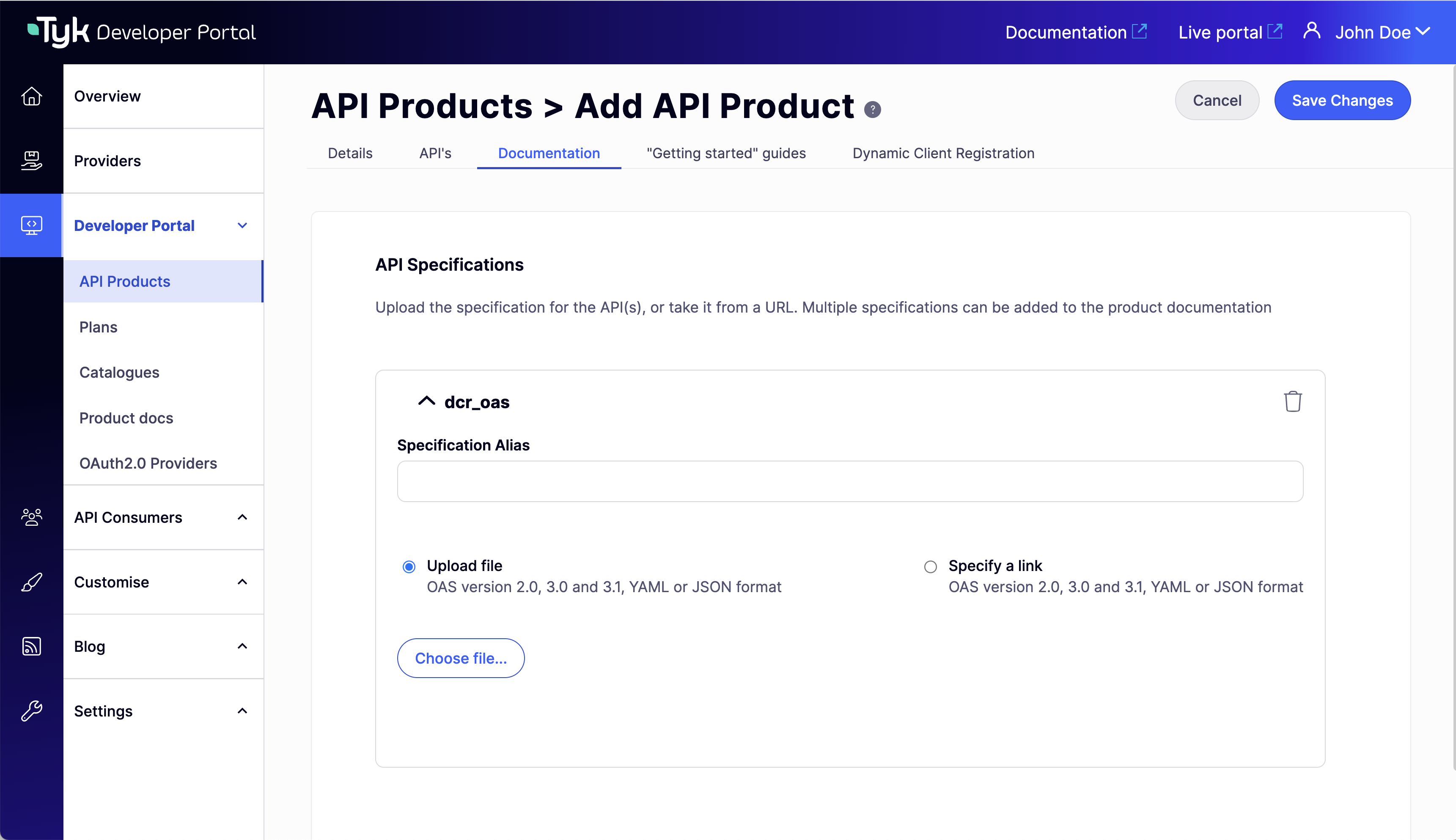Add API Specifications