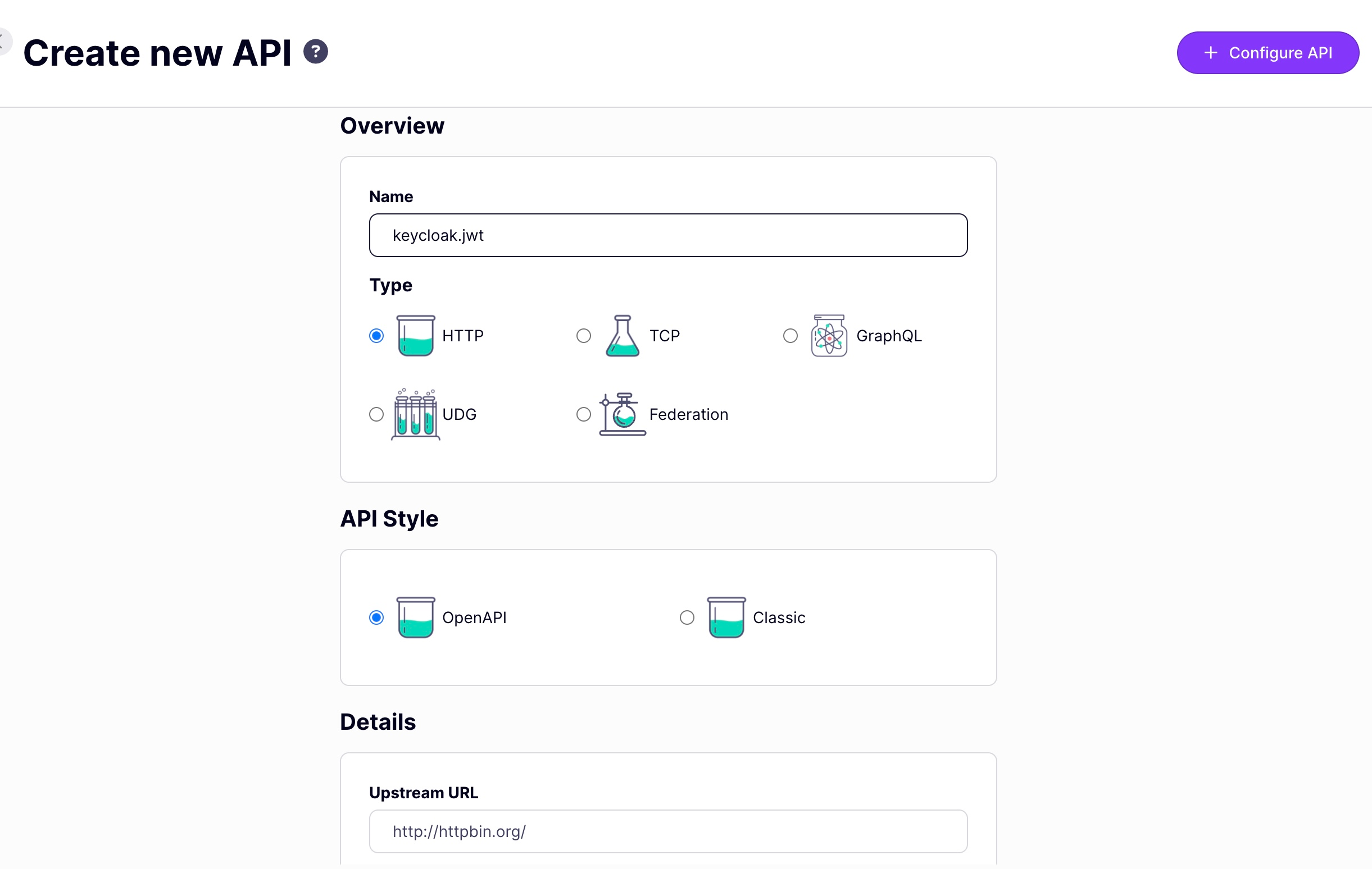 Create a new HTTP API