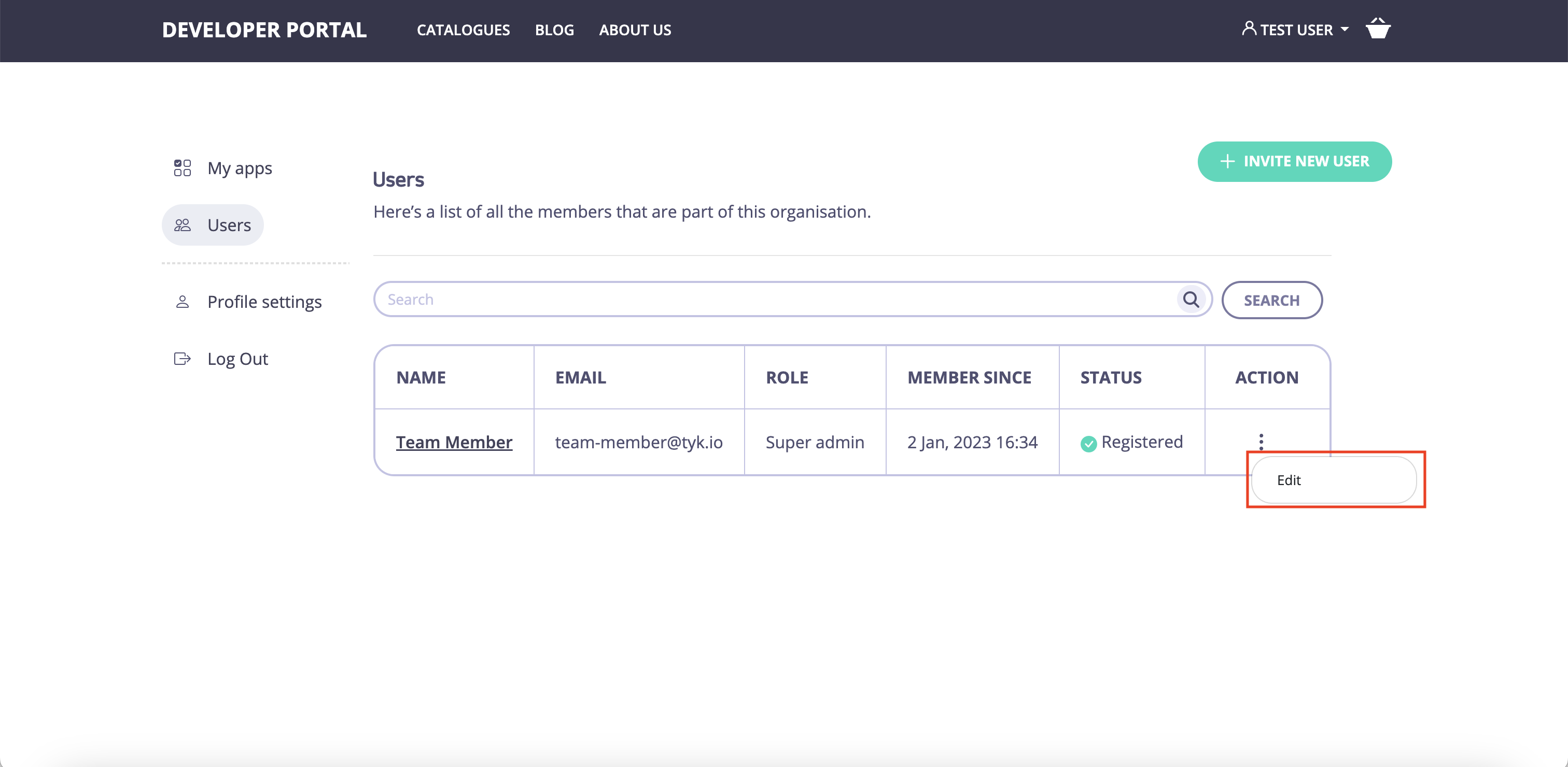 Edit API Consumer profile