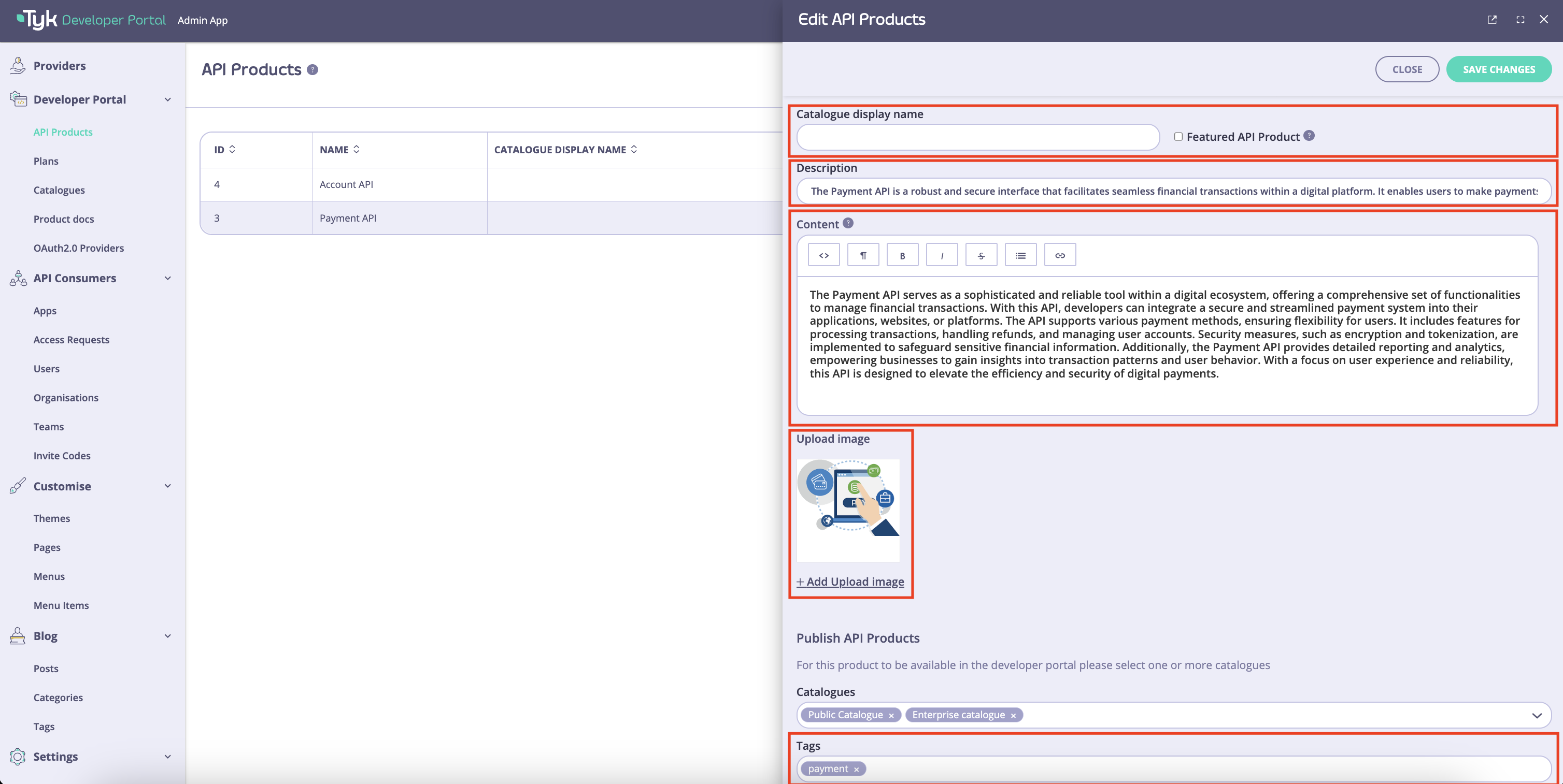 Customize visual appearance of an API Product