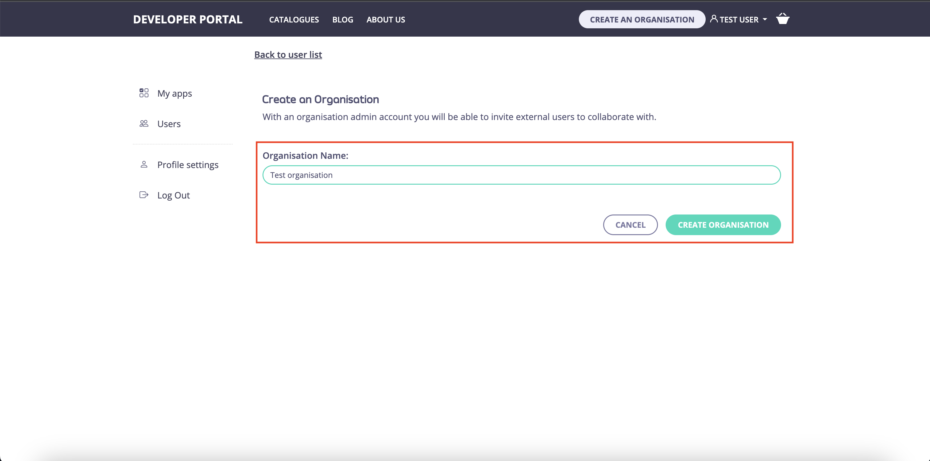 Specify name of the organization