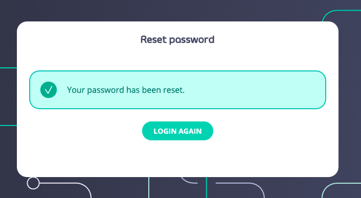 Success screen confirming the password has been reset