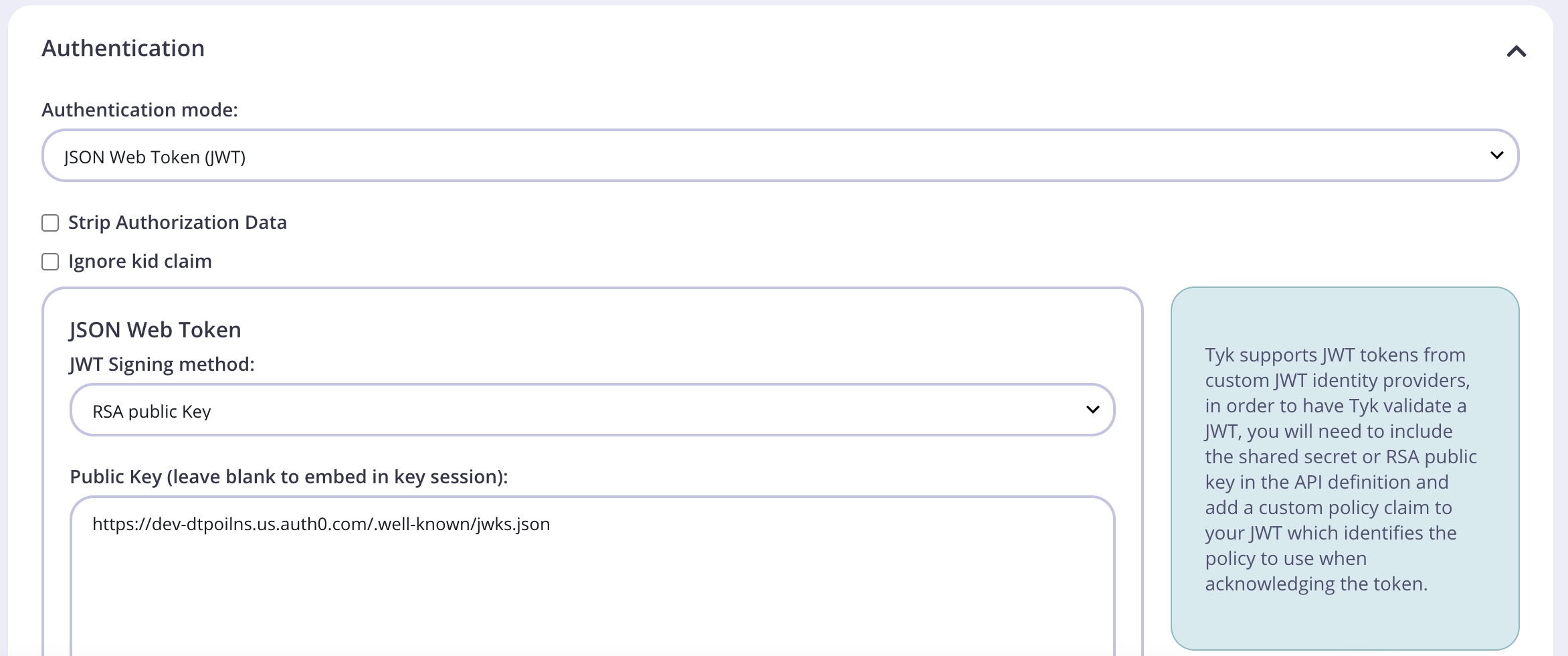 Tyk API Authentication
