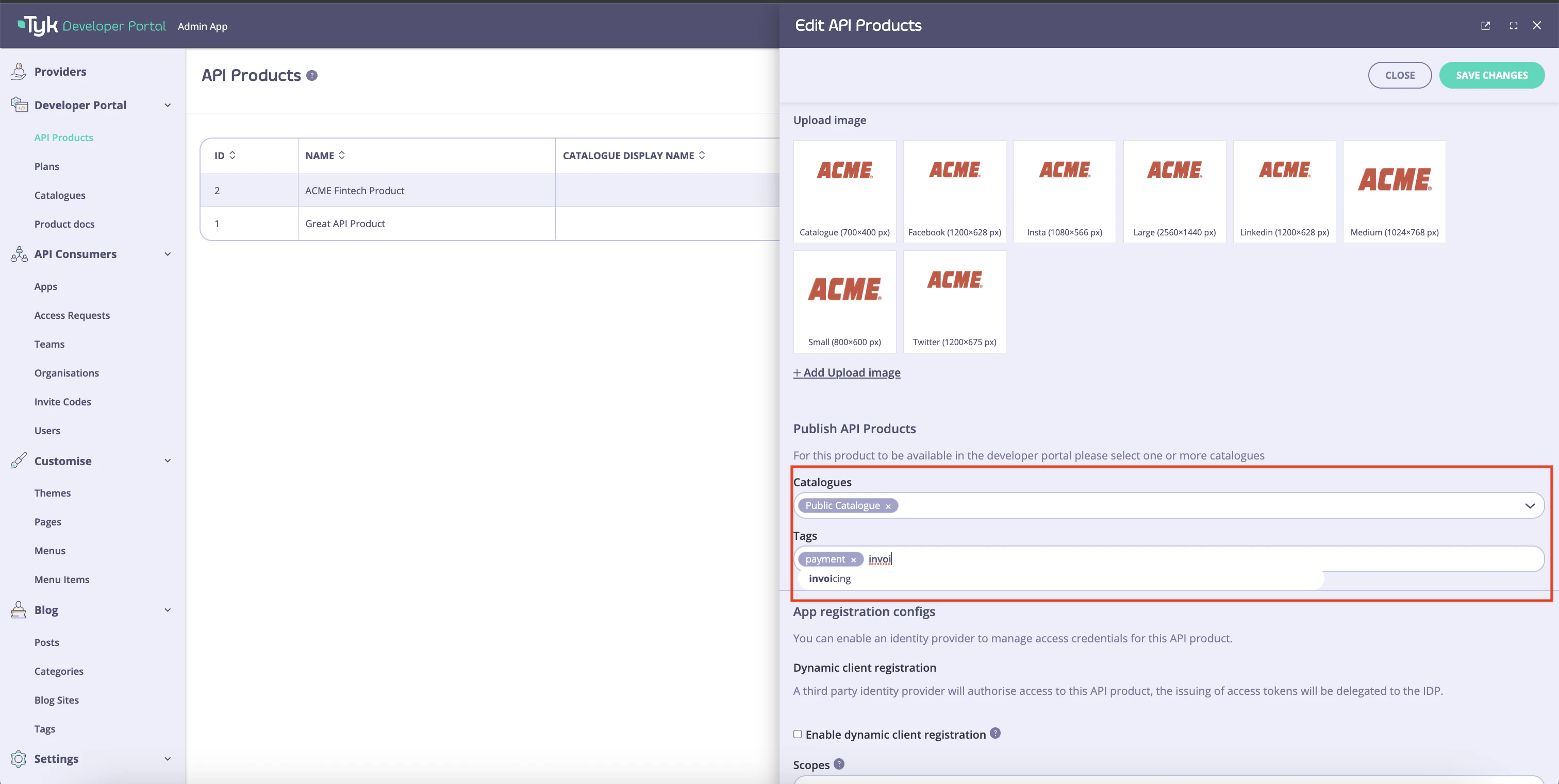 Specify tags for an API Product