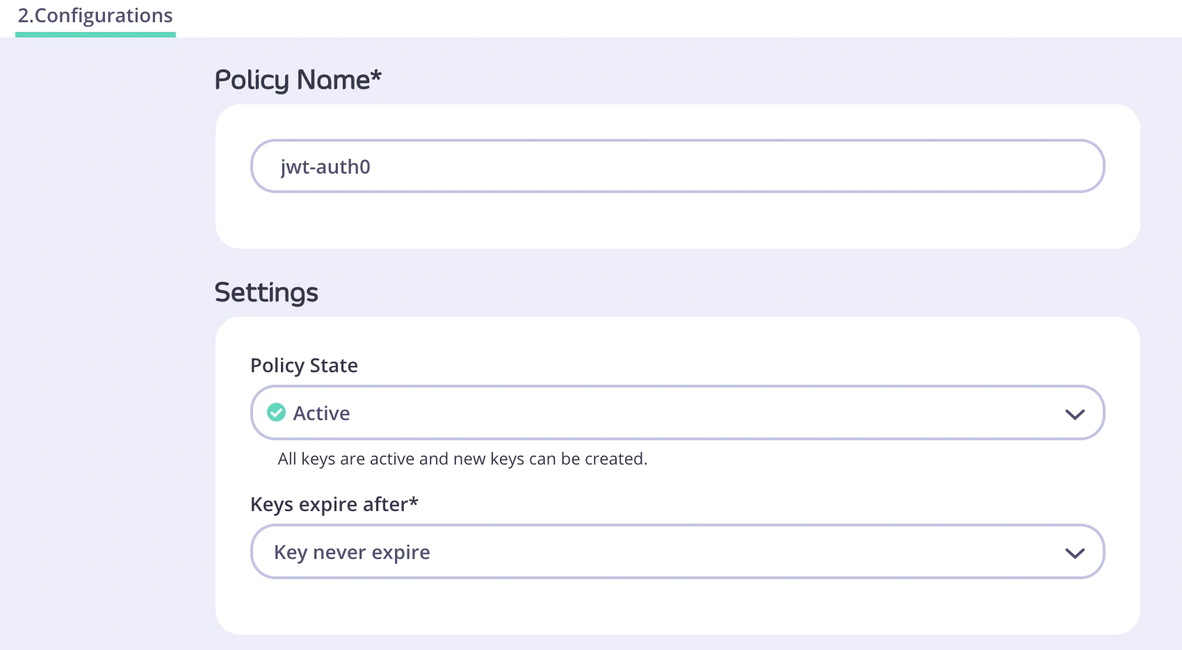 Tyk Policy Configuration