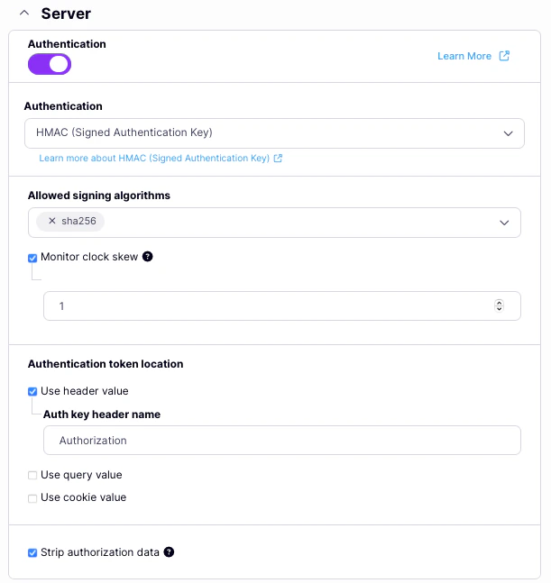 Configuring HMAC request signing