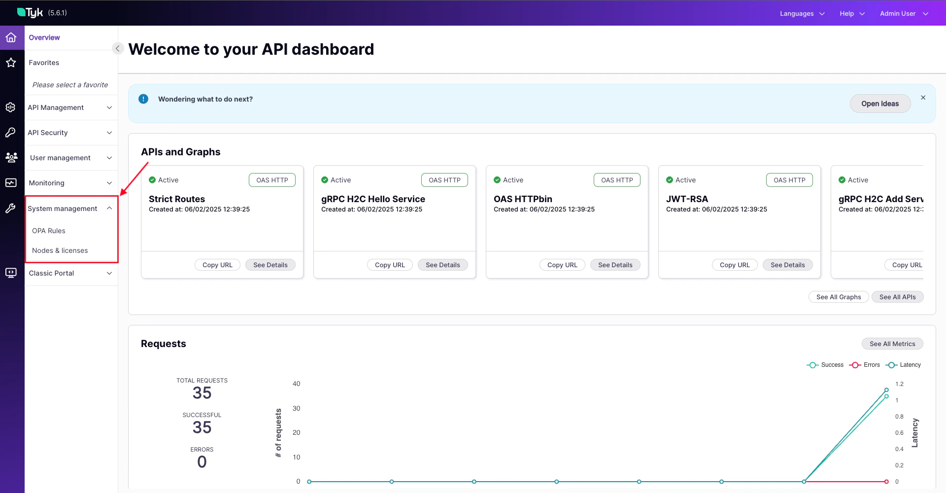 System Management Side Bar