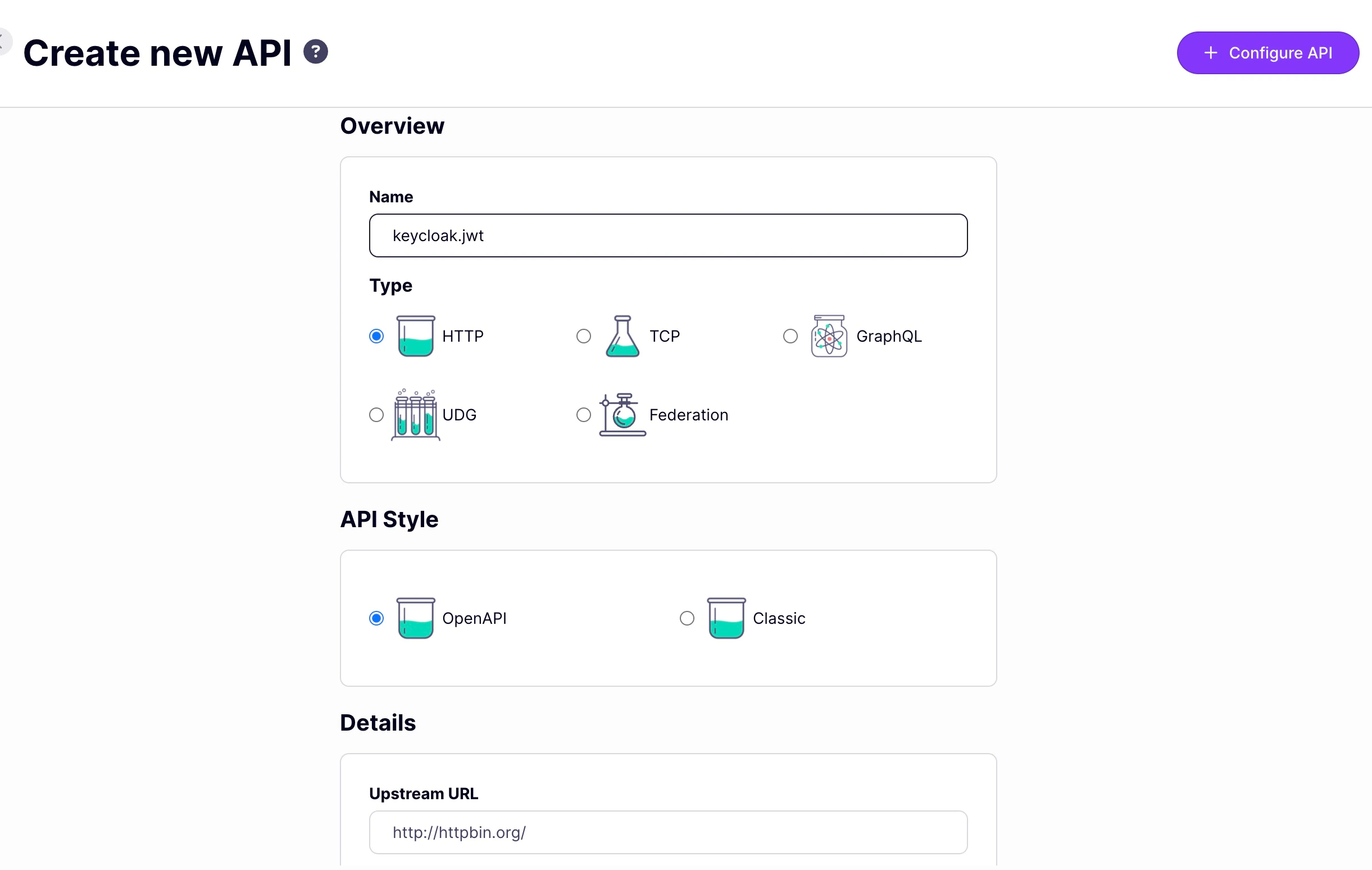 Create a new HTTP API