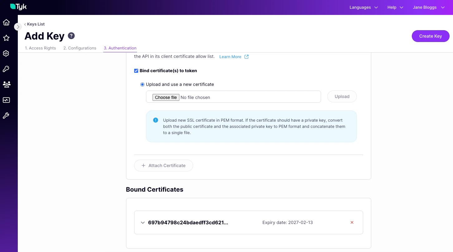 The new cert is shown in the list of bound certificates