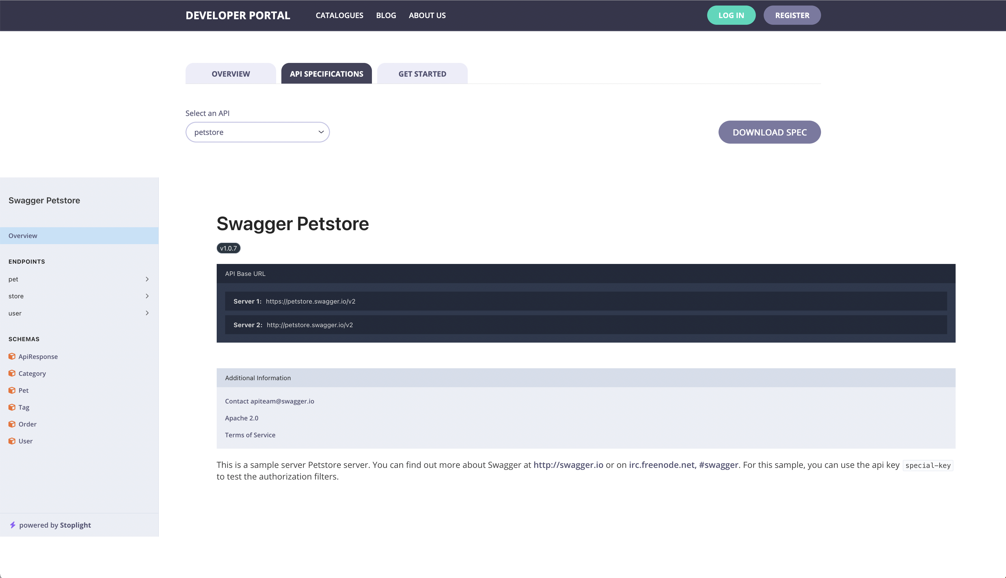 A Documentation-only Product in the Live Portal