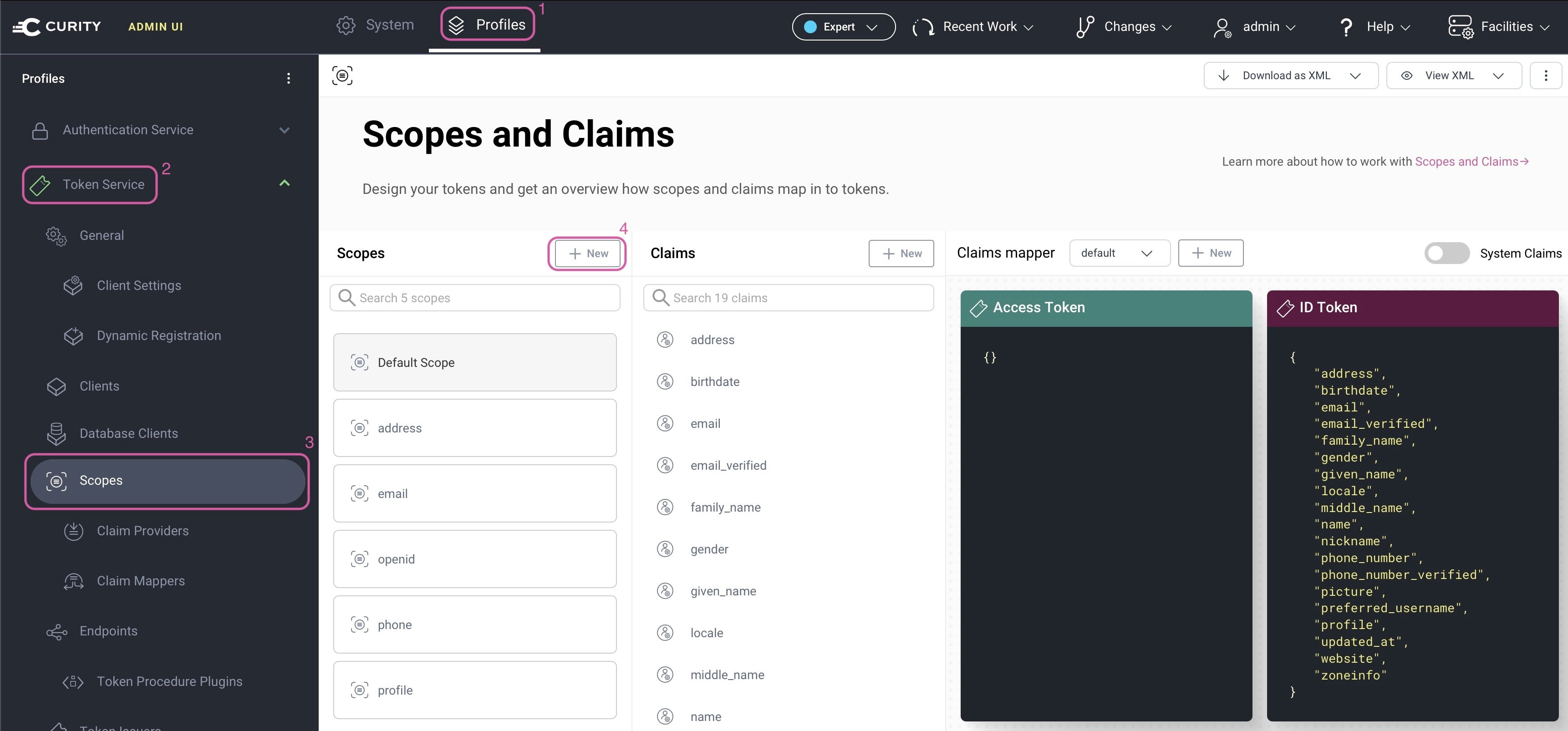 Navigate to the Scopes menu