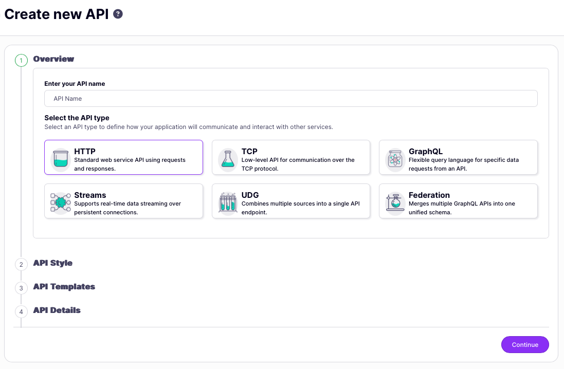Basic configuration of the new API