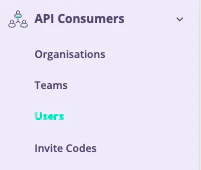 Portal API Users menu