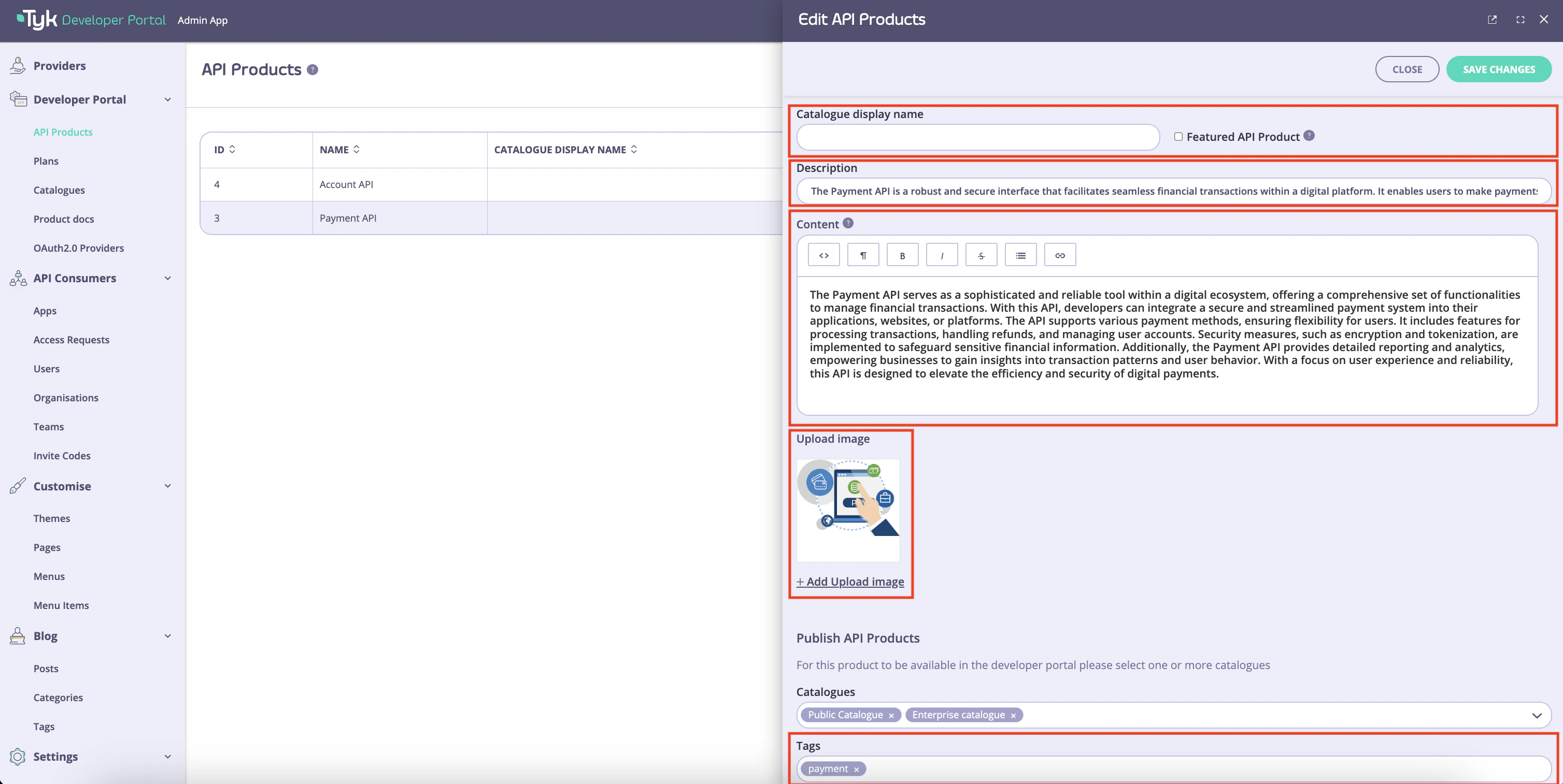 Customize visual appearance of an API Product