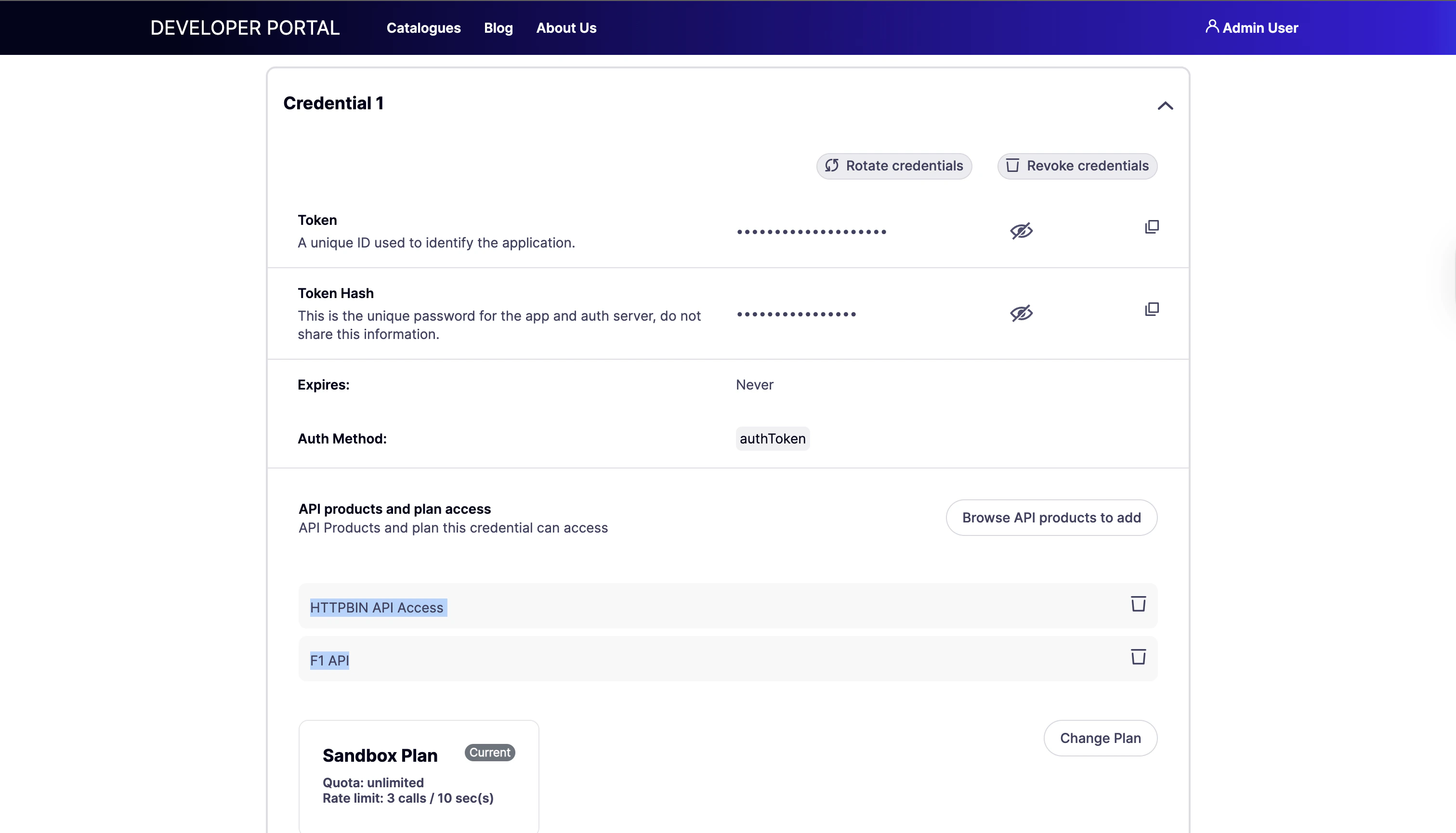 single credentials multiple api products