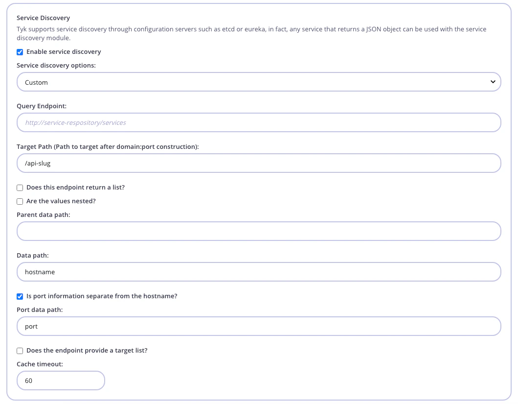 Service discovery configuration