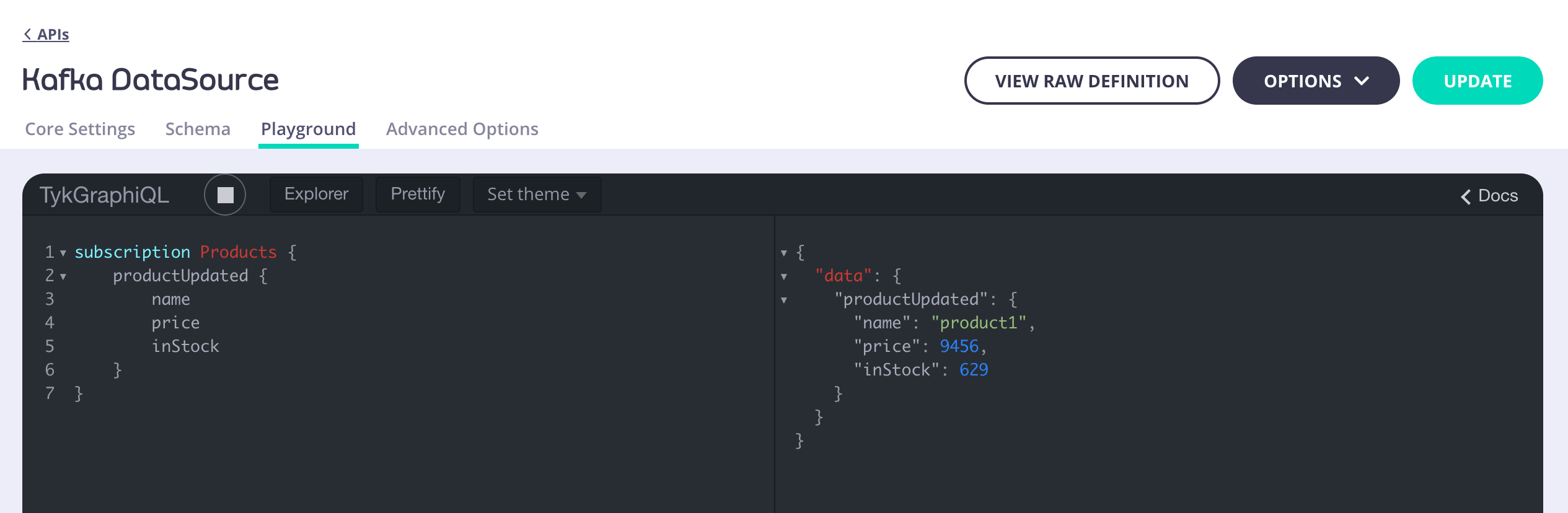 API Menu