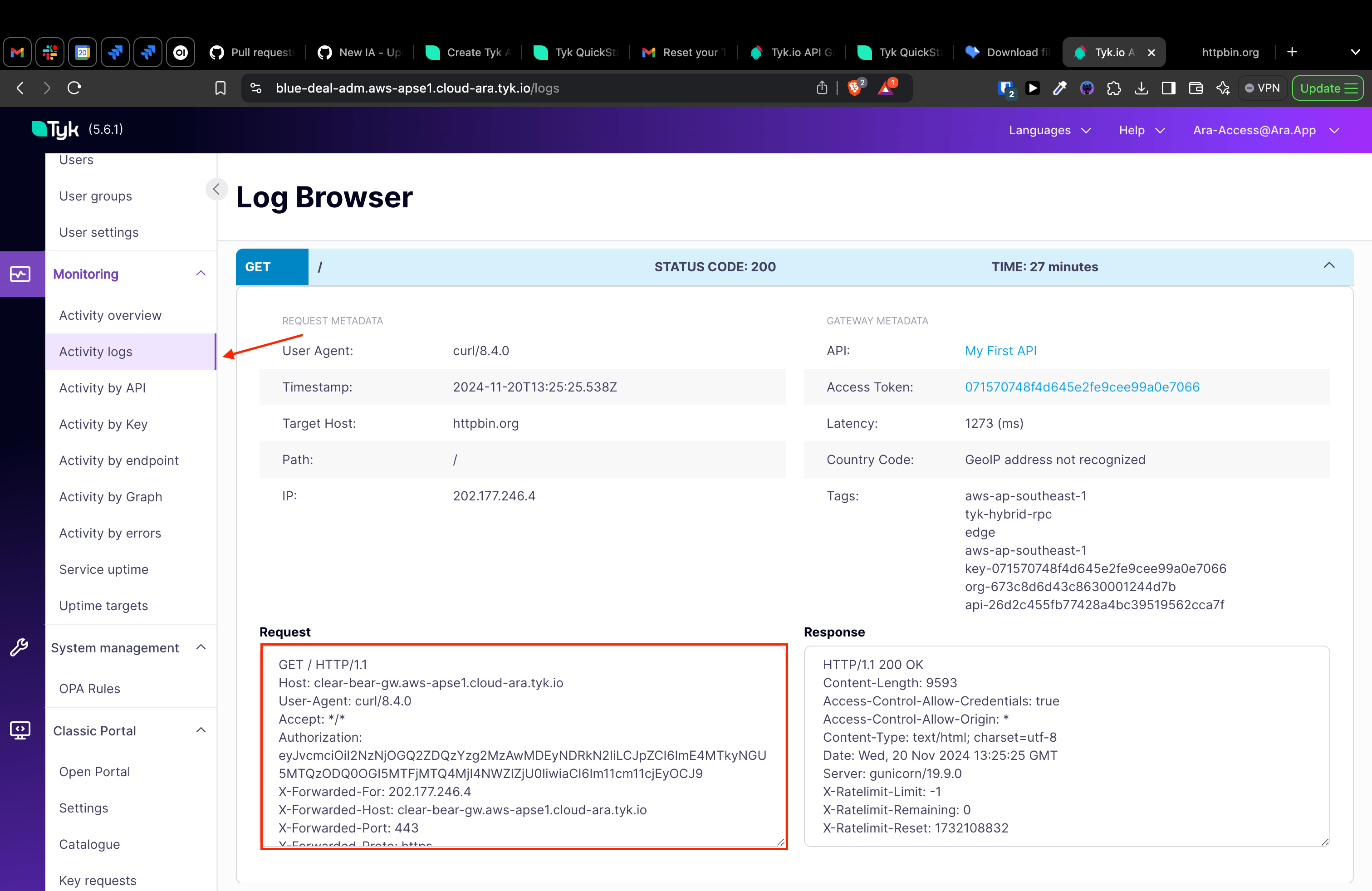 APIs Logs