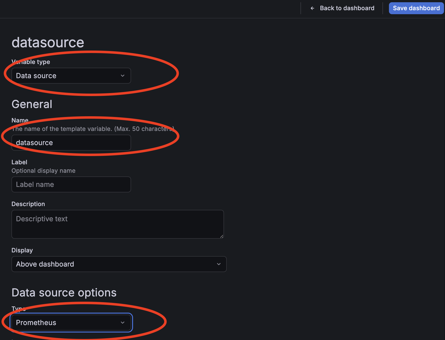 Grafana data source variable