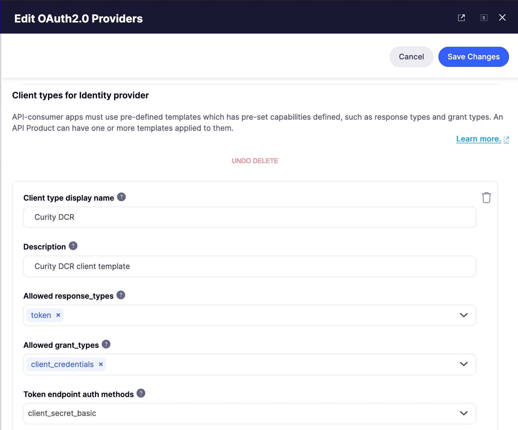 Configuring a Client Profile for OAuth 2.0 client creation