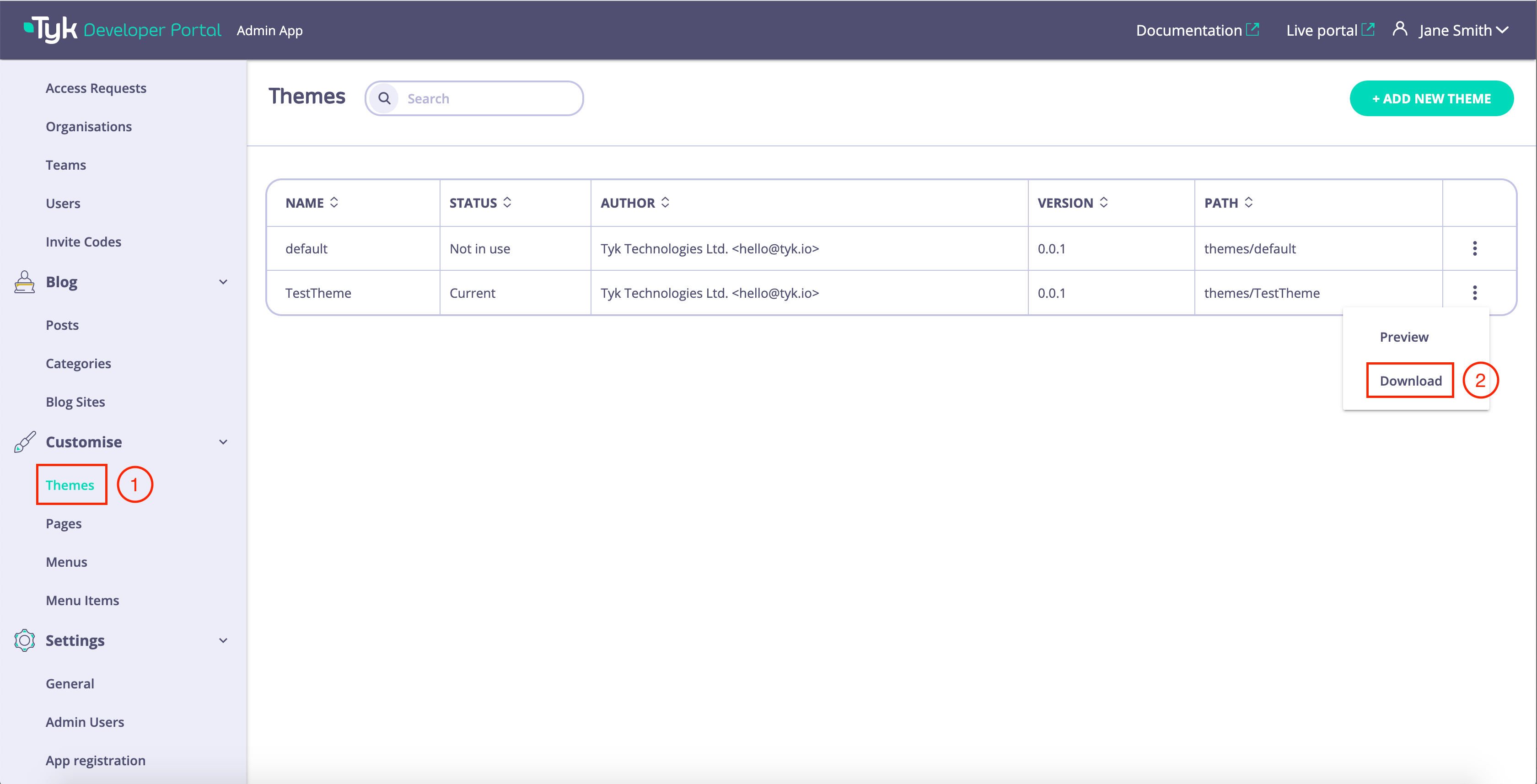 Download existing theme