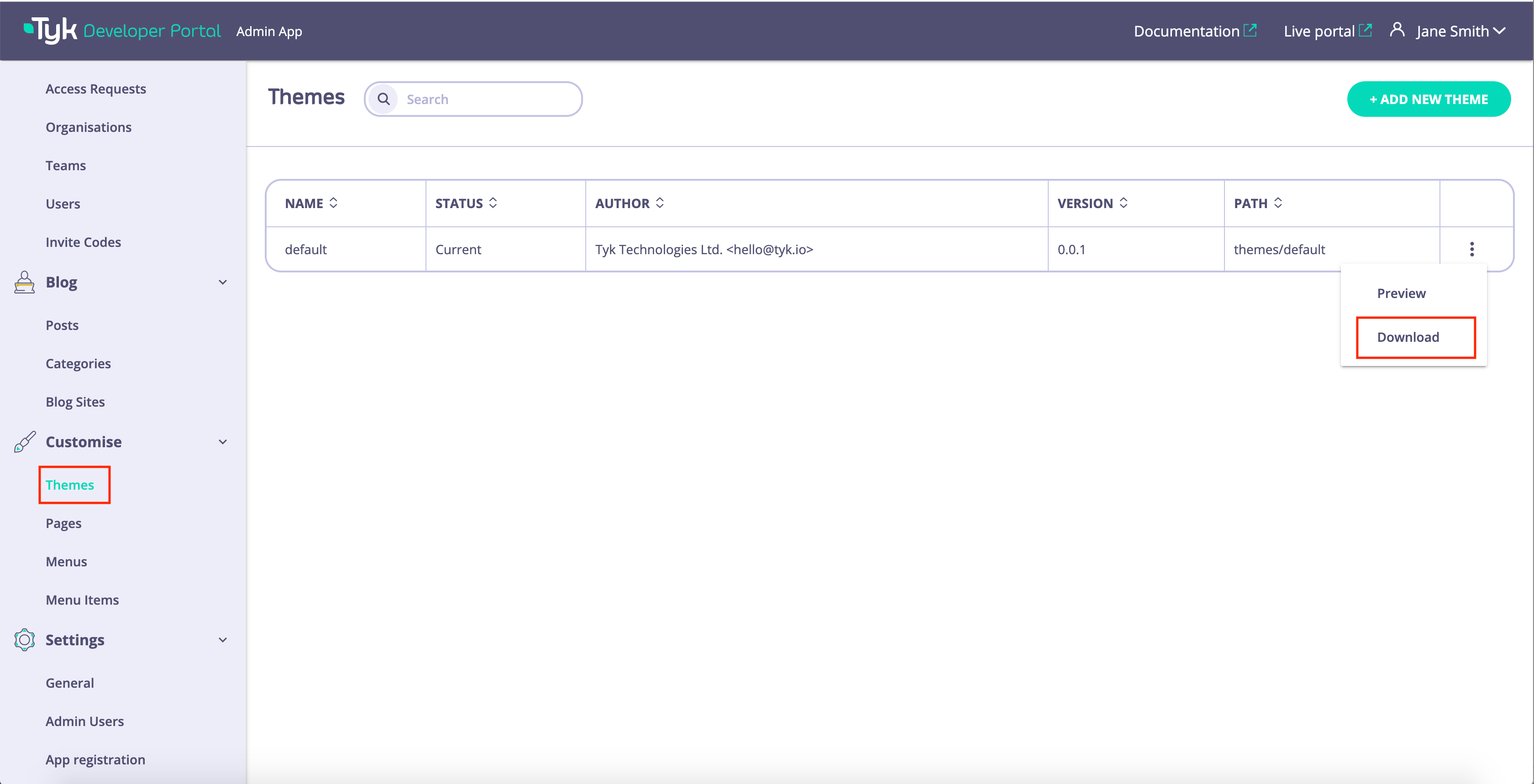 Download default theme