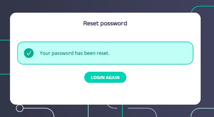 Success screen confirming the password has been reset