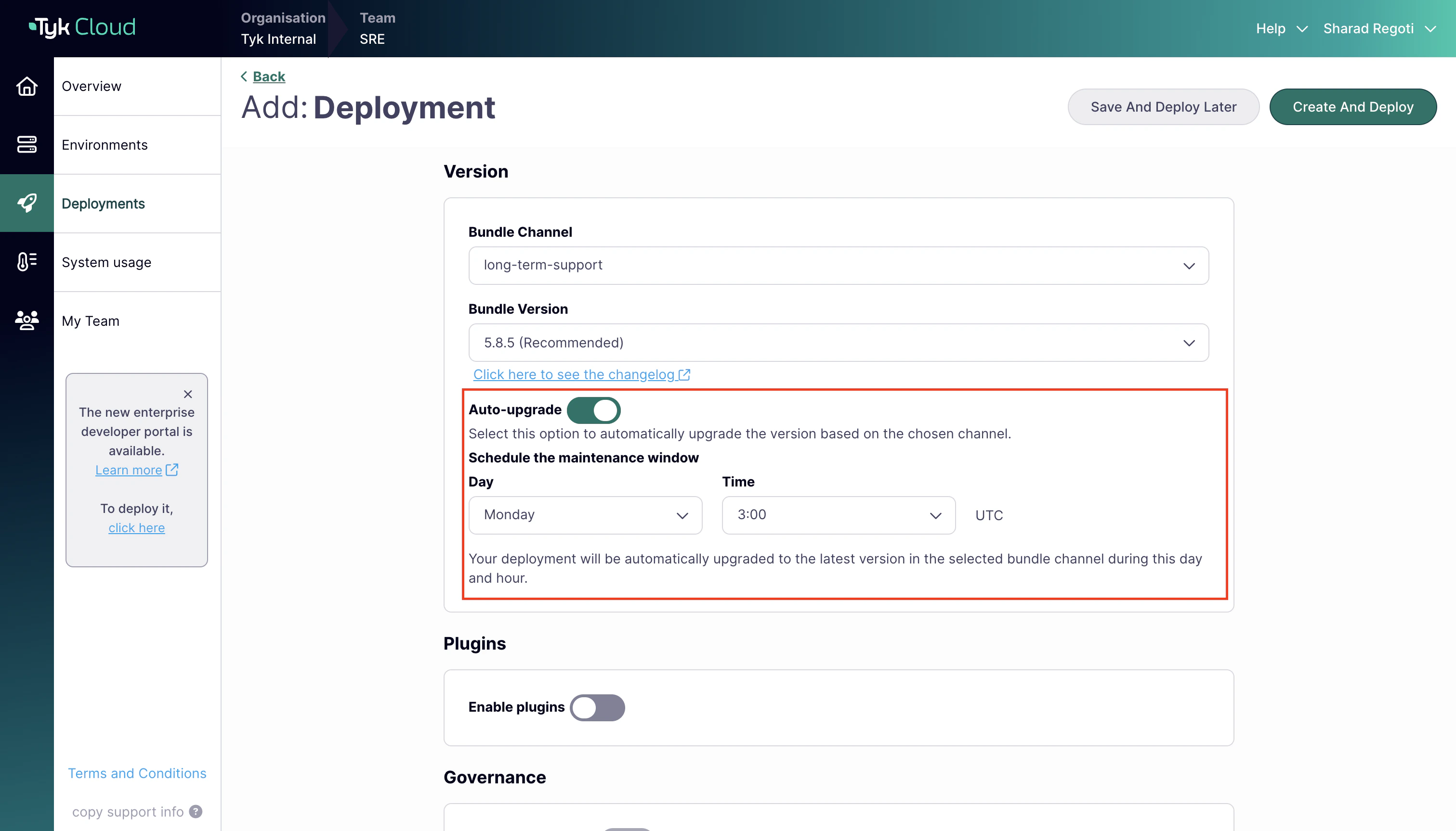 Tyk Cloud Control Plane Auto Upgrade