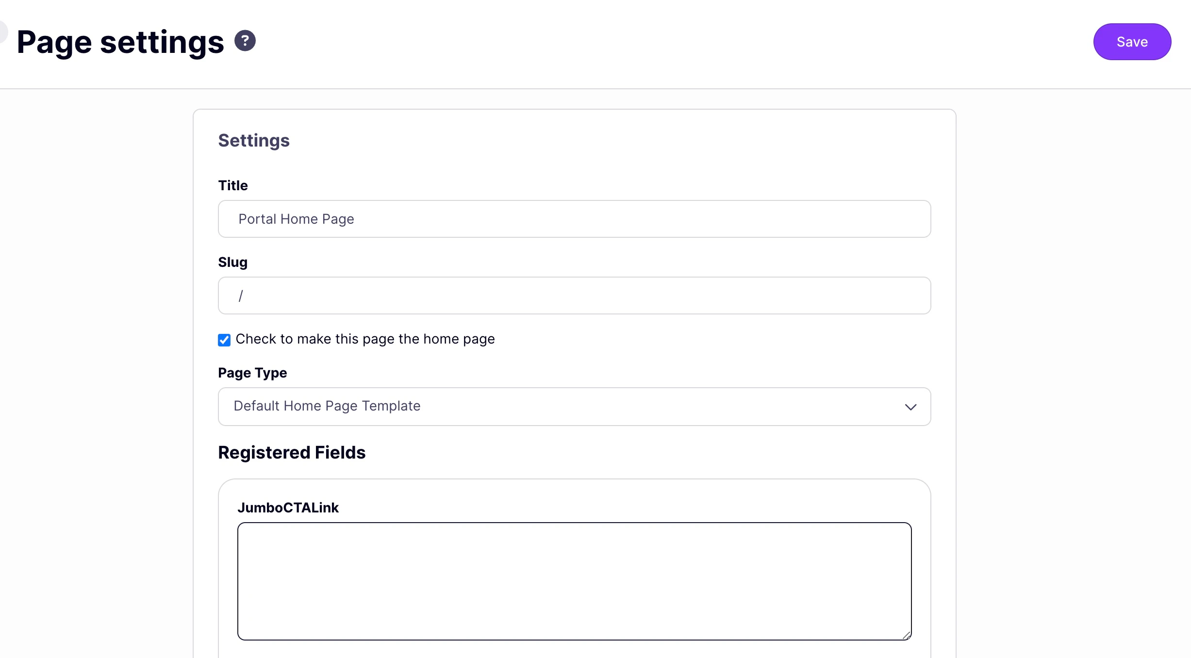 Portal Home page settings