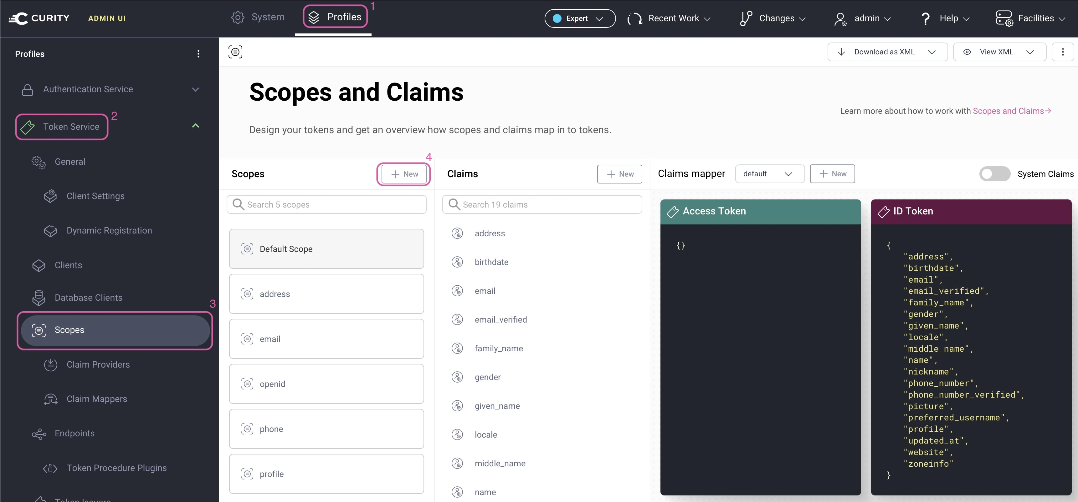 Navigate to the Scopes menu