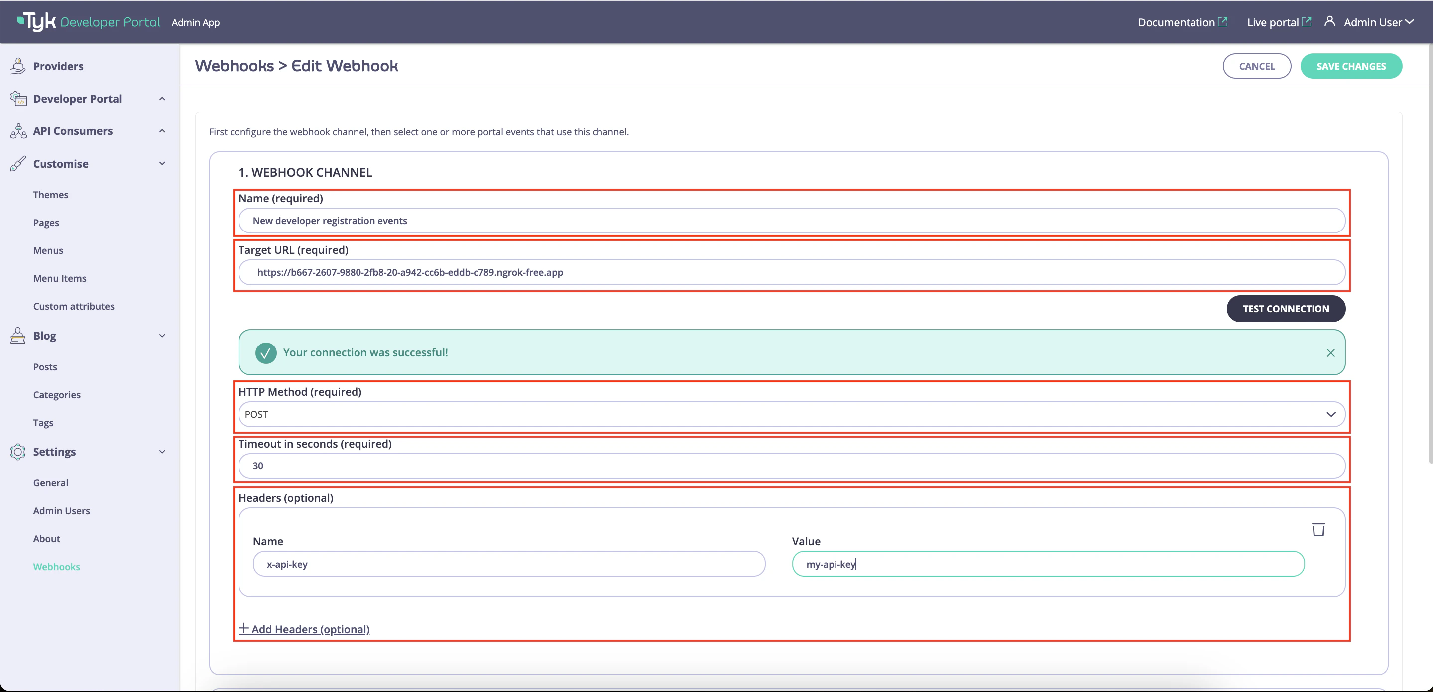 Create new webhook channel