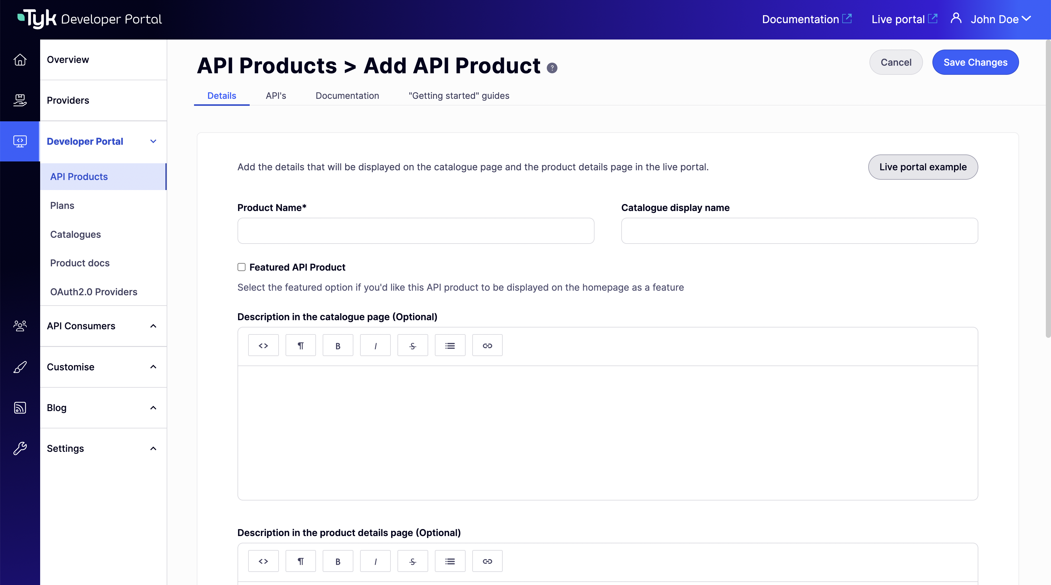 Configure API Product details