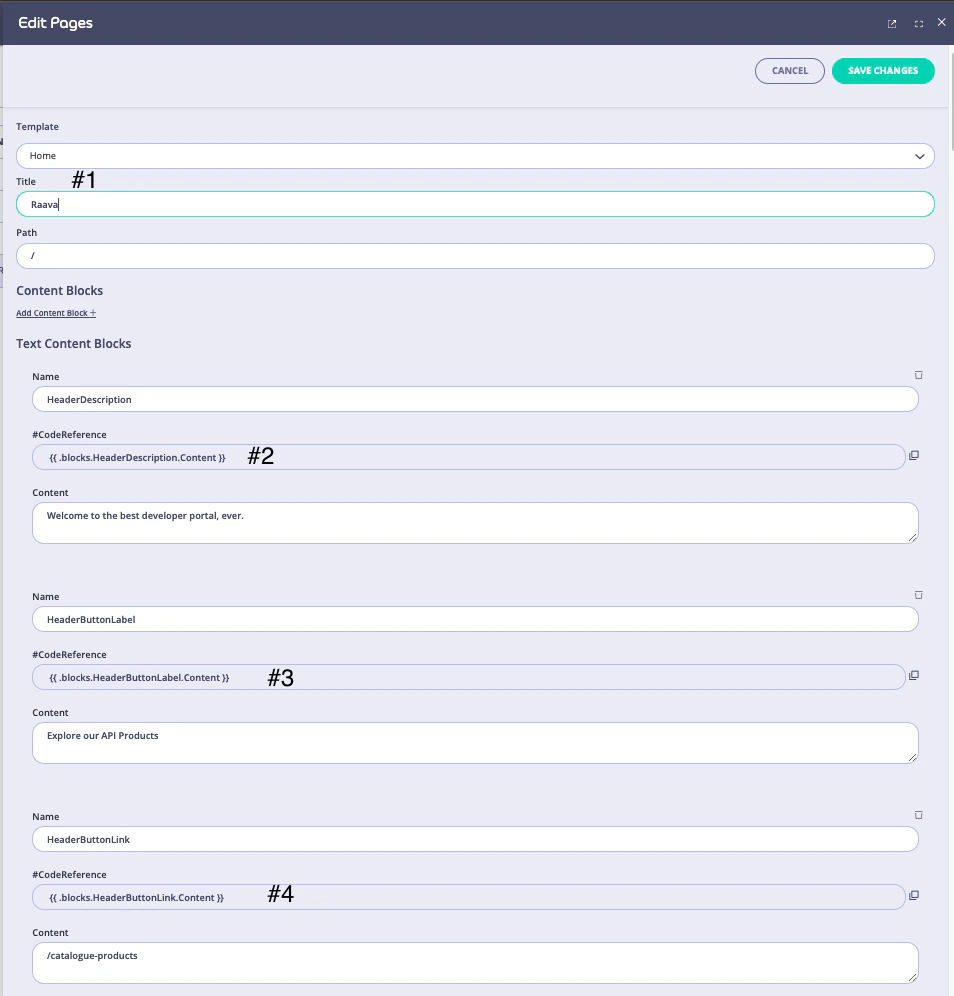 Go template blocks and portal UI