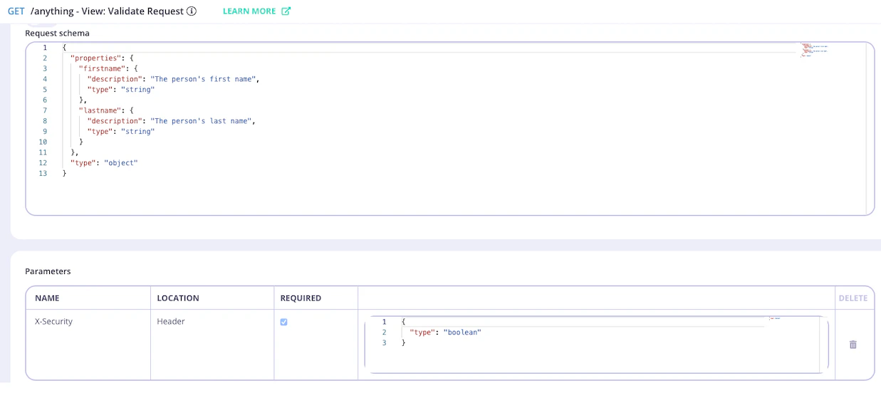 Validate Request middleware schema is automatically populated