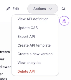 Select Update OAS to import the new OpenAPI description