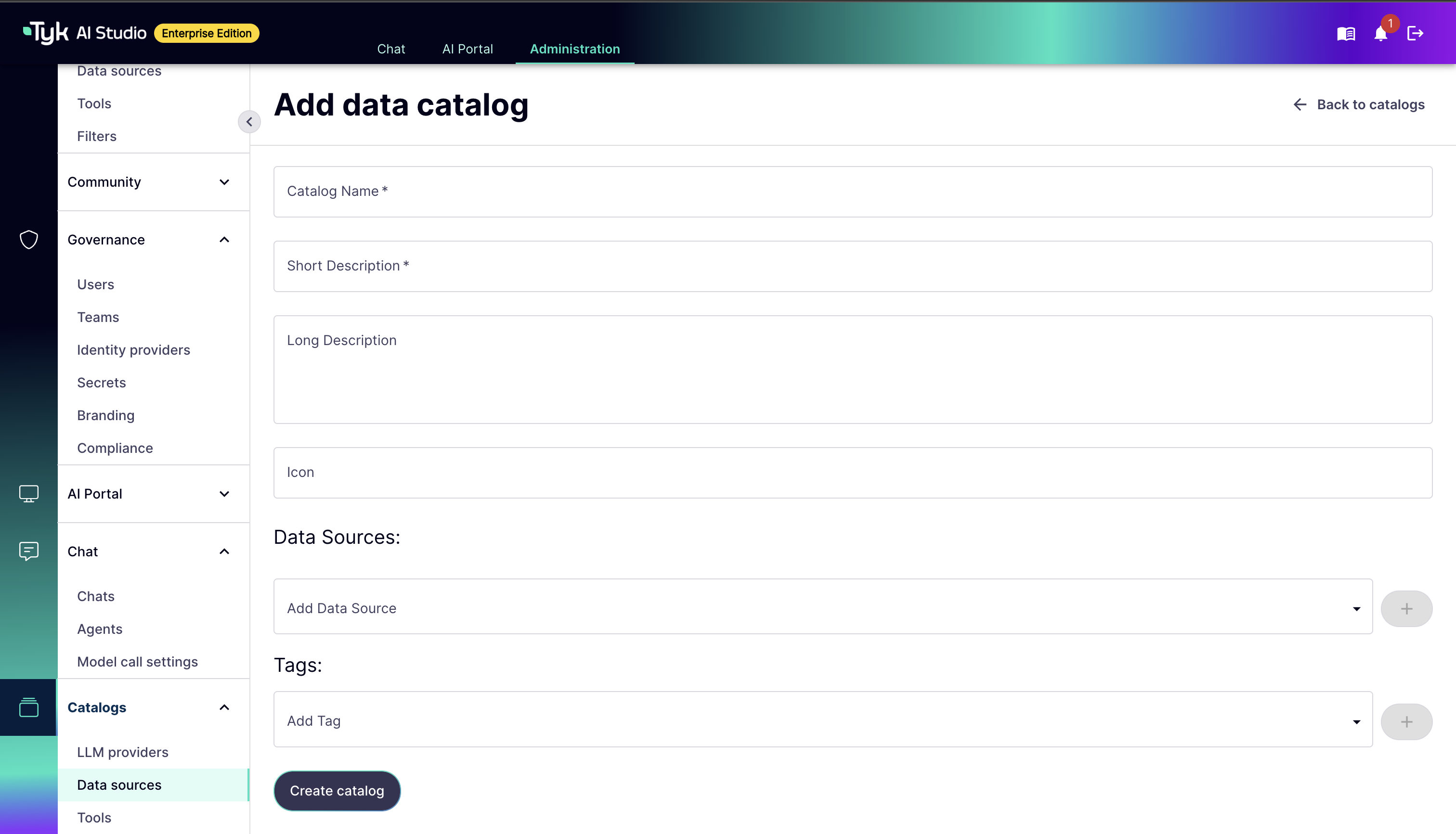 Add Data Catalog Form