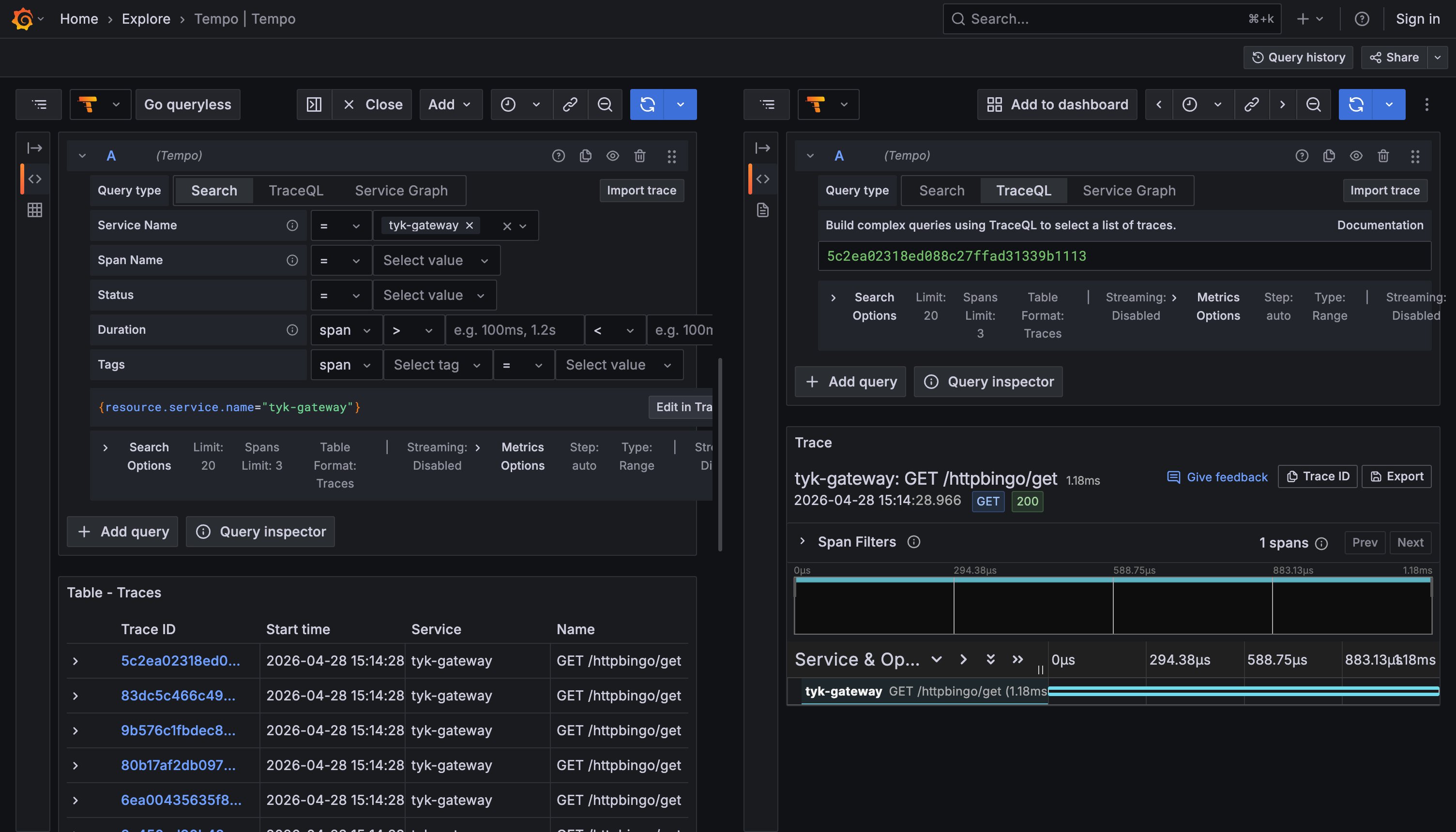 Traces in Grafana