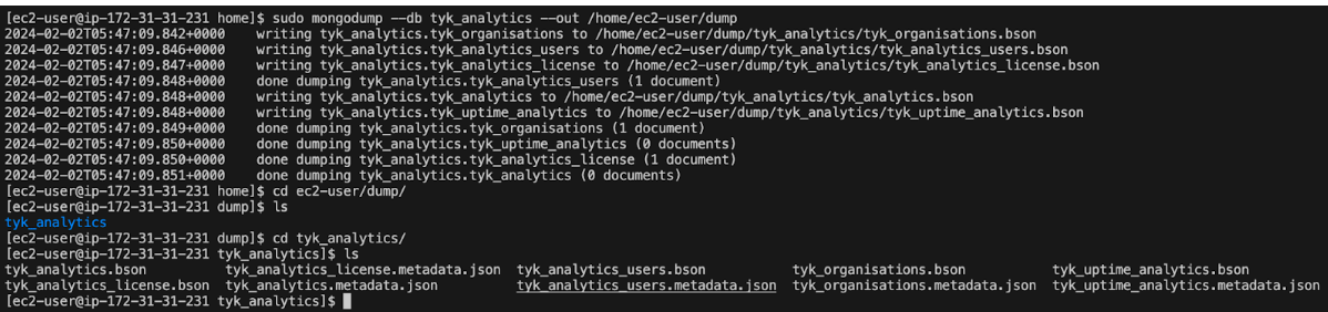 Mongo DUMP example