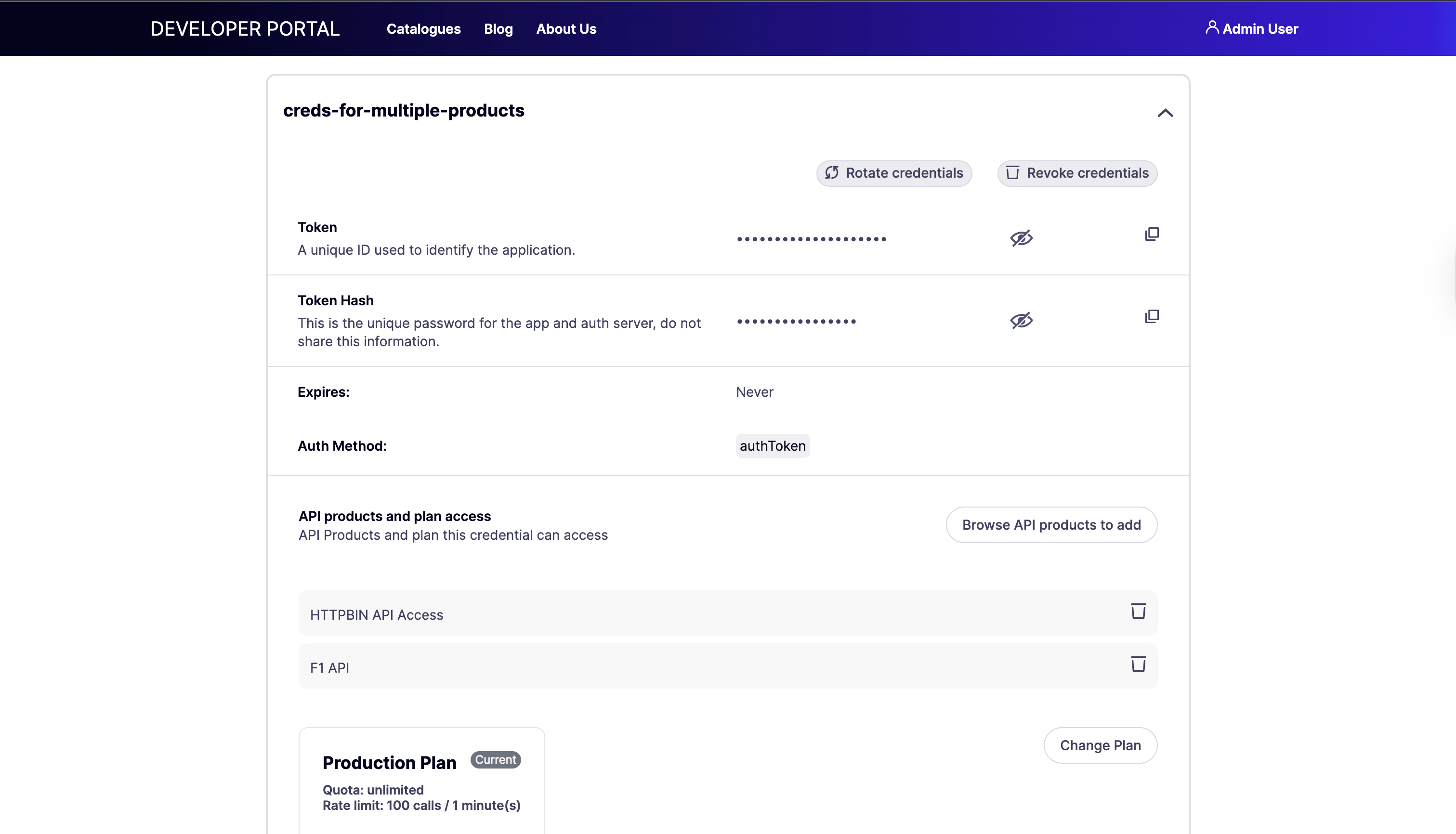 single credentials for multiple api products