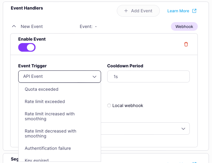 Choose the event that will trigger the webhook