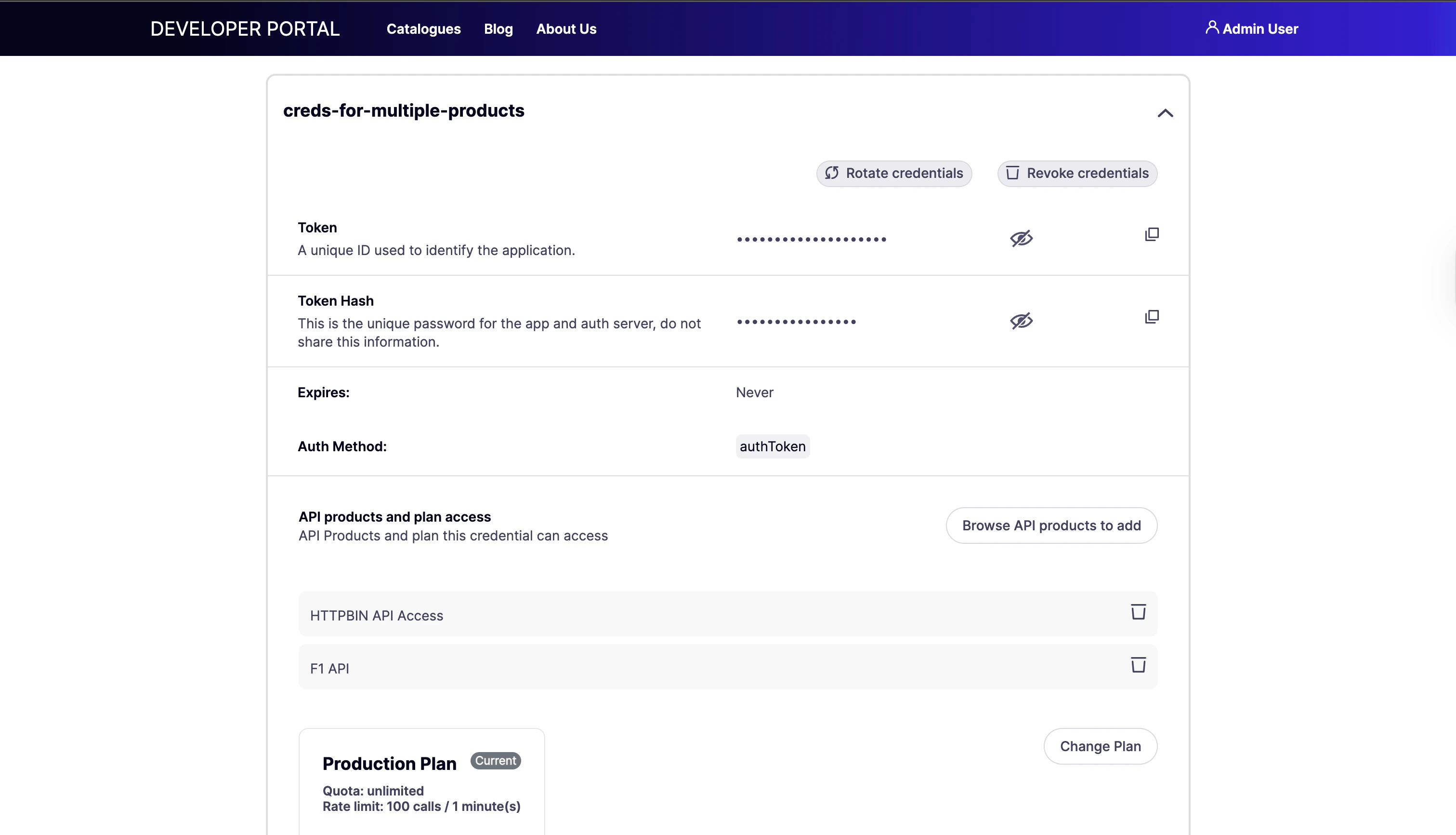 single credentials for multiple api products