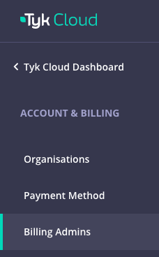 Billing Admins menu